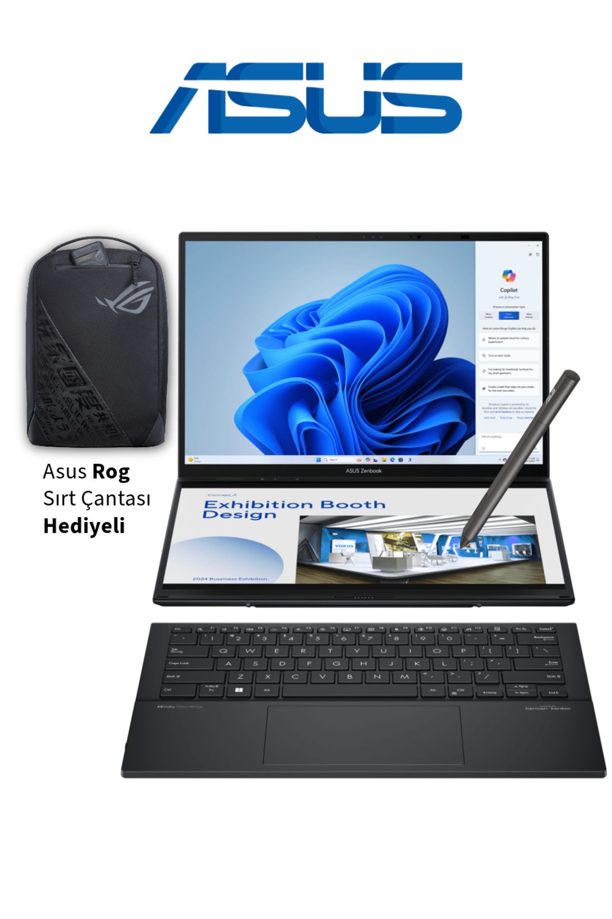 ASUS Zenbook Duo Oled Evo Ux8406 Intel Core Ultra İ7 255H İşlemci 32Gb Ram 1Tb M2 Ssd + Asus Pen 2.0