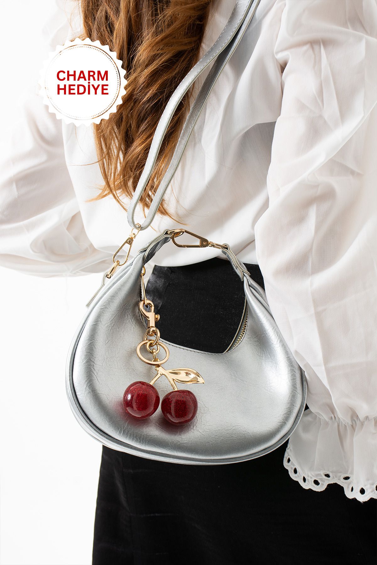 Night Betty Model Gümüş Charm Hediyeli Kadın El Ve Omuz Çantası