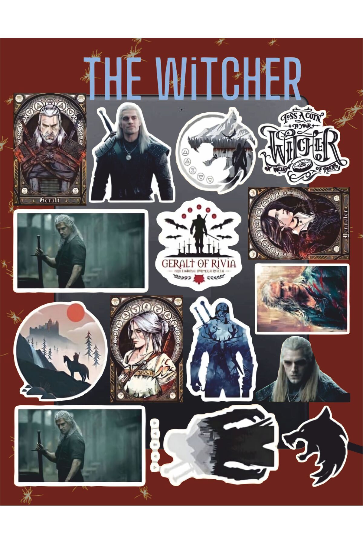 hediyenebak The Witcher Sticker Seti | Laptop Ajanda Pc Tablet Telefon Defter Etiket Bullet Journal