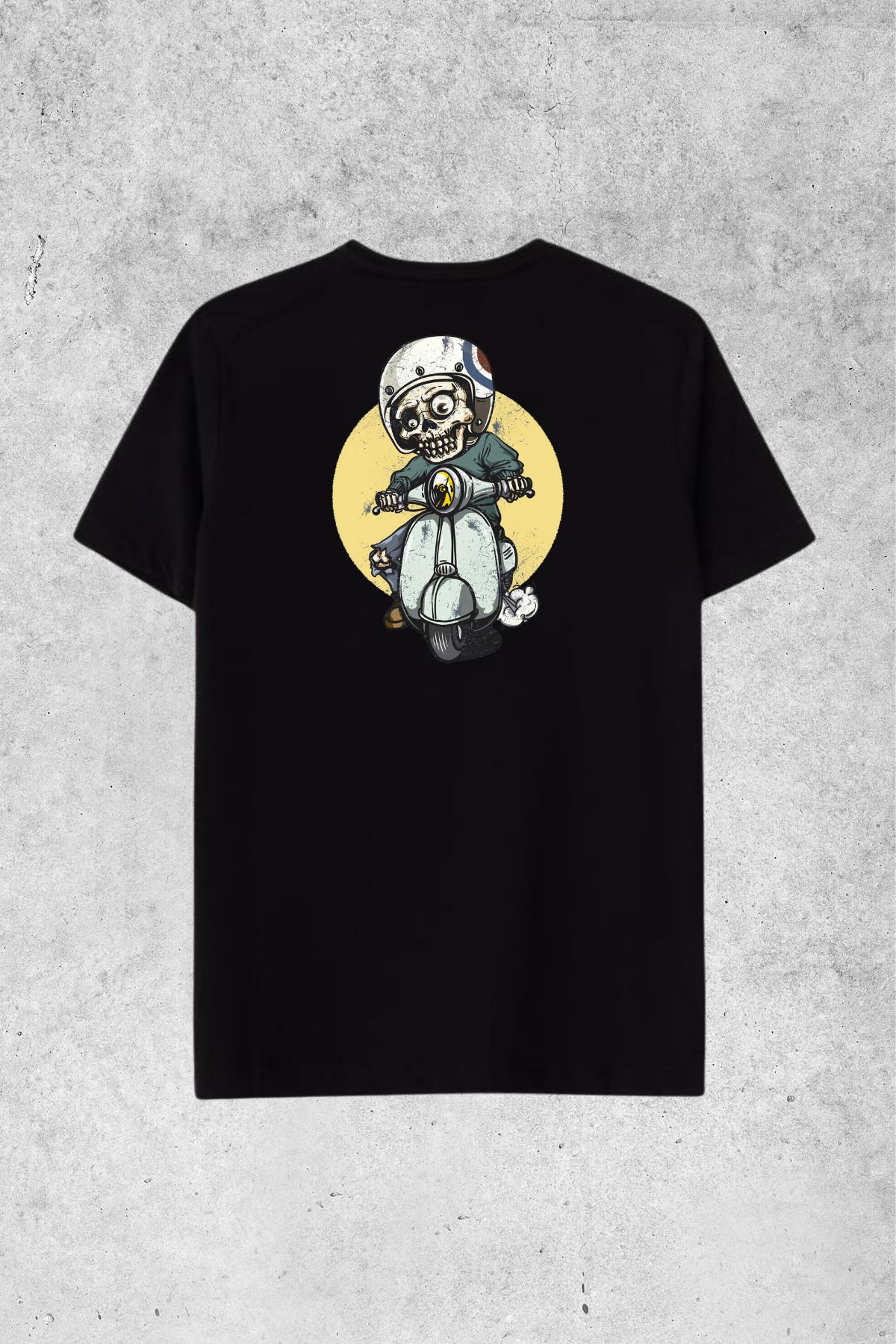 MOLICO basic unisex sıfır yaka kısa kollu MOTORCU KURT KAFA DESENLİ SIRTI BASKILI OVERSİZE Tshirt