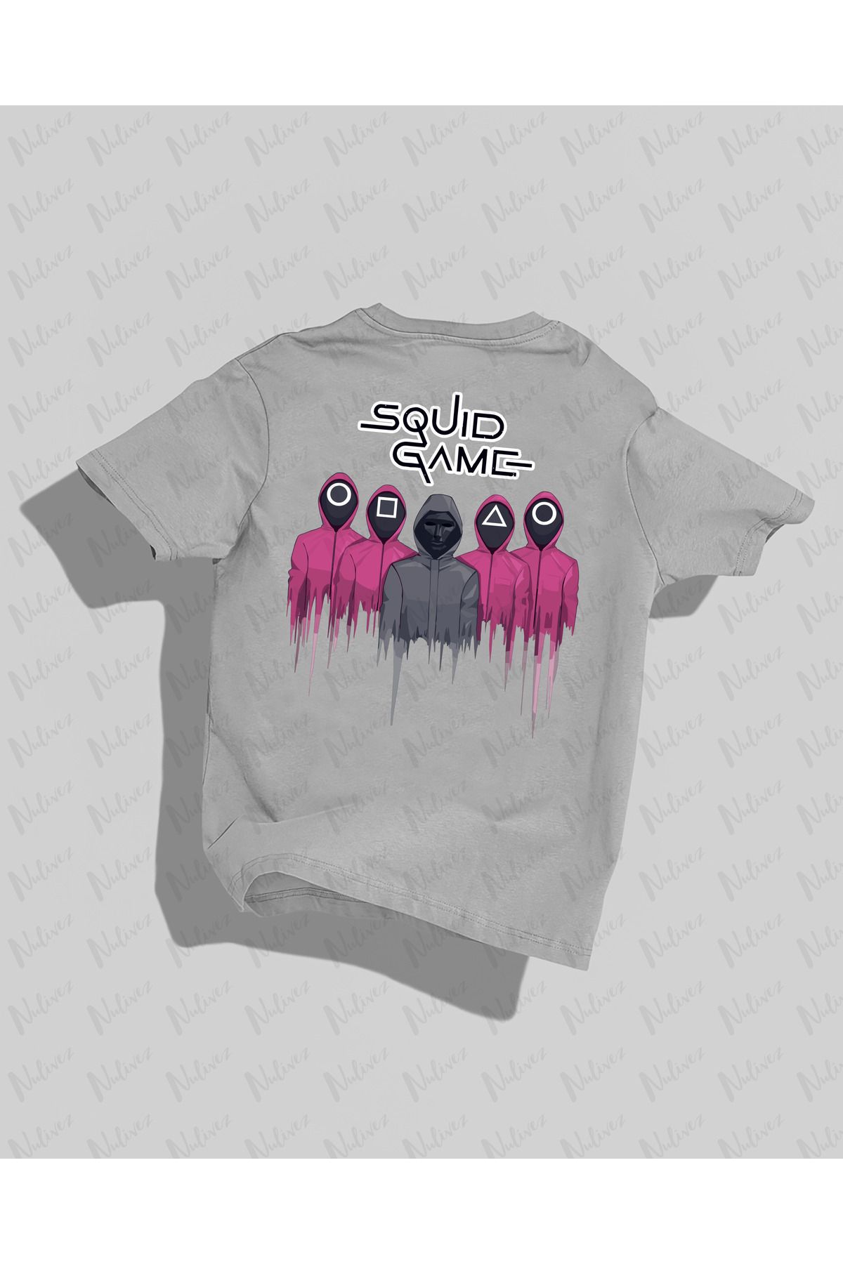 Nulivez Squid Game Tasarımı Sırt Baskılı Yüksek Kalite Kompakt Unisex Oversize T-Shirt