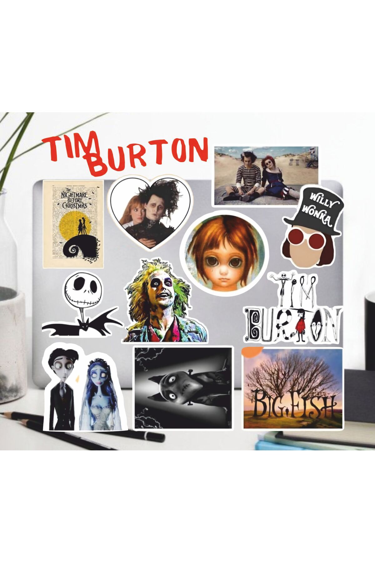 hediyenebak Tim Burton Seri 2 Sticker Seti | Laptop Ajanda Pc Tablet Telefon Defter Etiket Bullet Journal