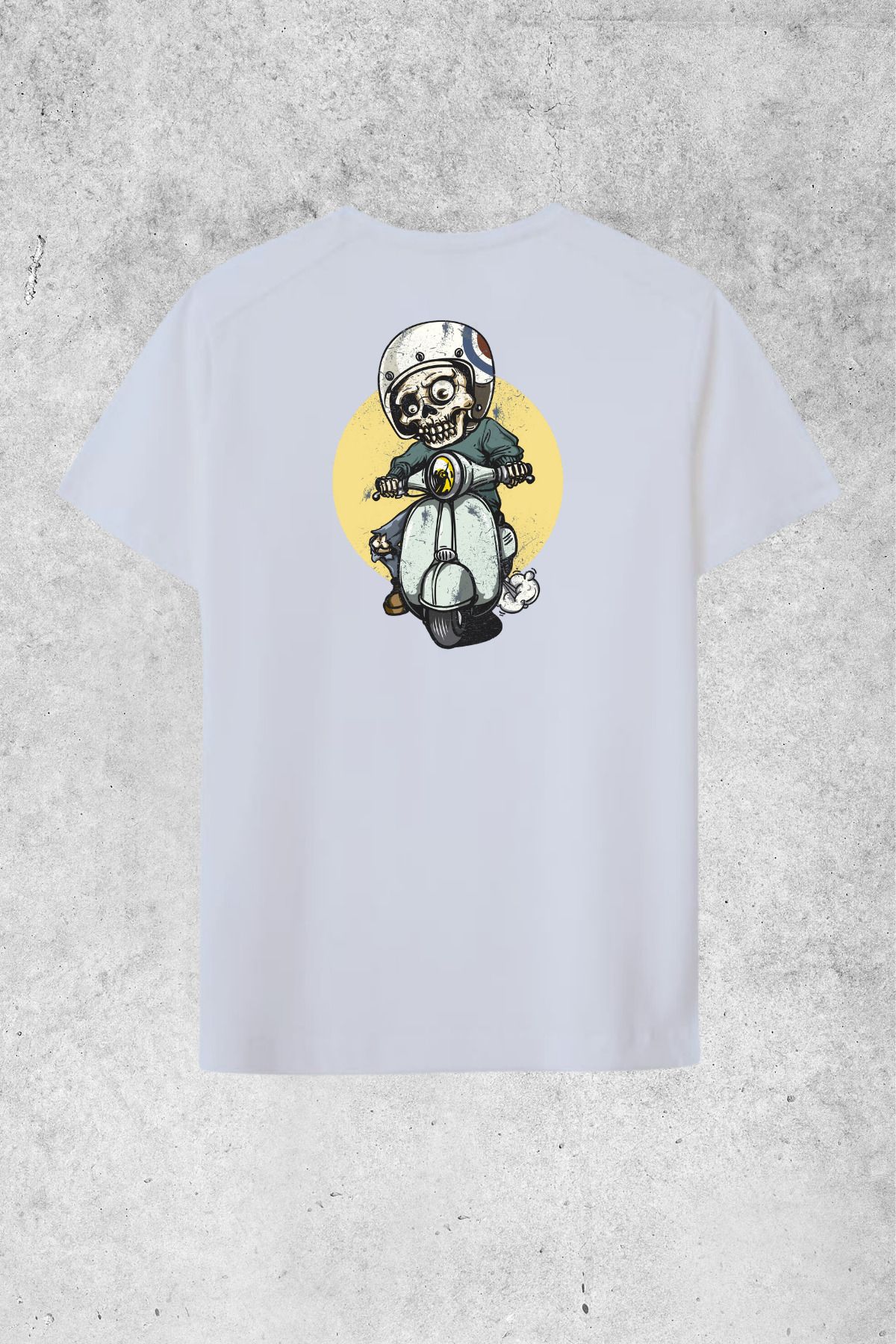 MOLICO basic unisex sıfır yaka kısa kollu MOTORCU KURT KAFA DESENLİ SIRTI BASKILI OVERSİZE Tshirt