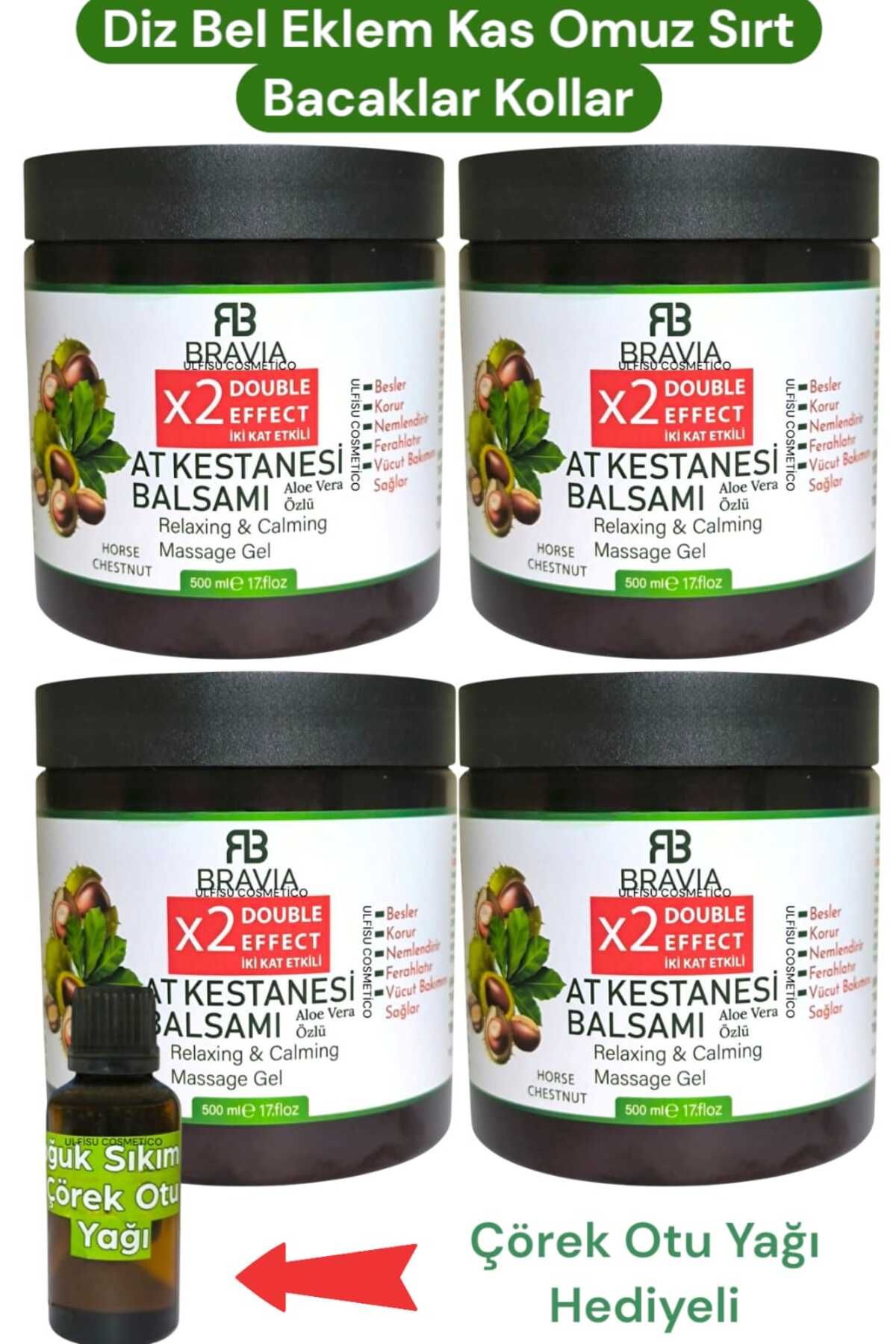 ULFİSU COSMETİCO Bravia At Kestanesi Balsamı 500 ml 4 ADET - Aloevera Katkılı. Çörek Otu Yağı Hediyeli