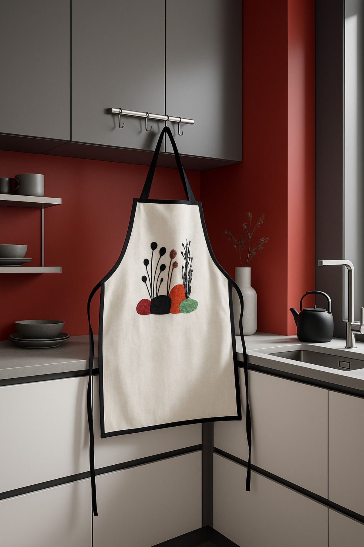 Home Punch İşlemeli Mutfak Önlüğü