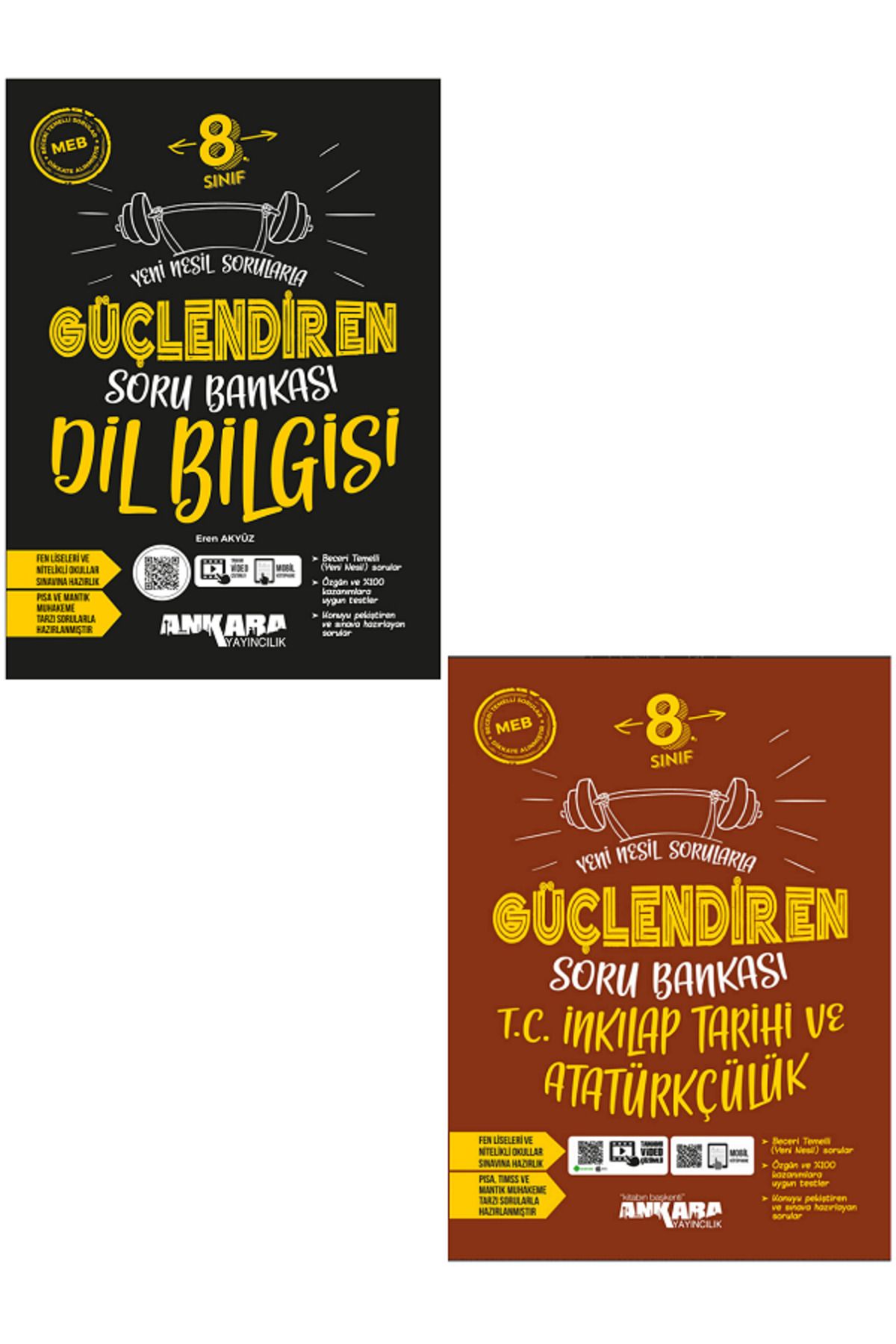 Efsane Yayınları 8.Sınıf Ankara Güçlendiren Dil Bilgisi + İnkılap Tarihi Soru Bankaları -2 KİTAP/Tamamı Video Çözümlü