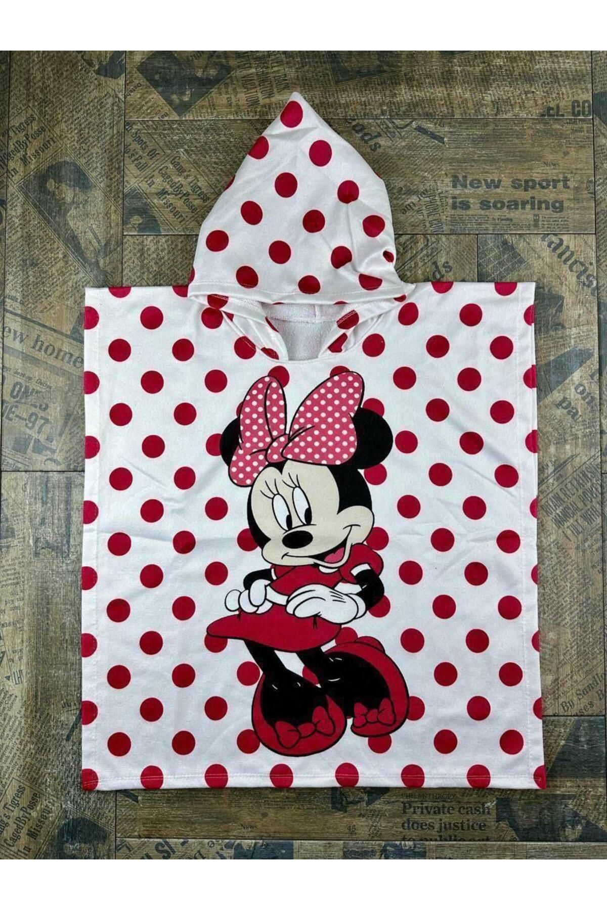 Starry Couture Minnie Mouse Kapüşonlu Çocuk Havuz Deniz Panço Havlu