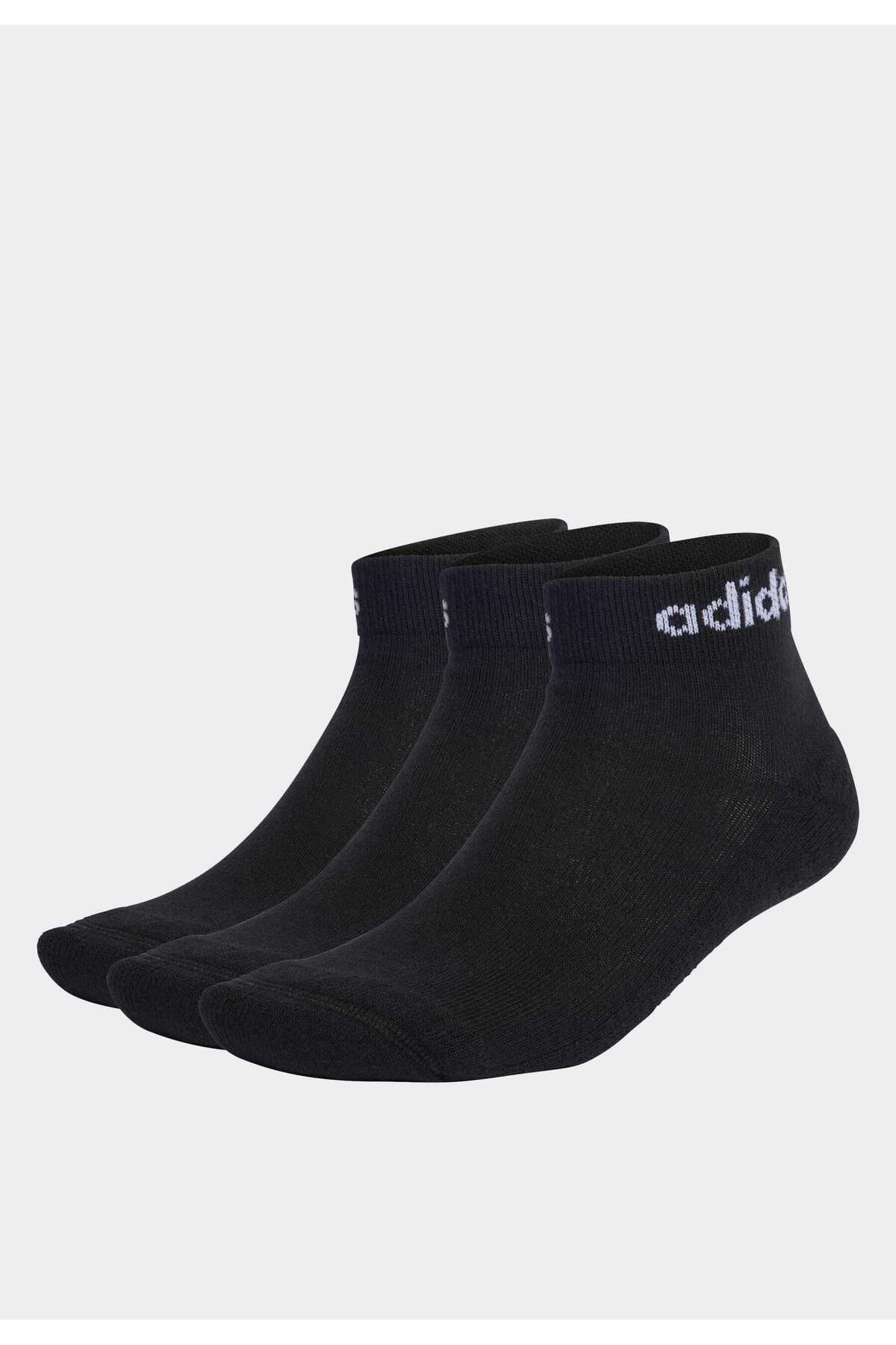 adidas-3 Pairs of Cushioned Linear Ankle Socks 3