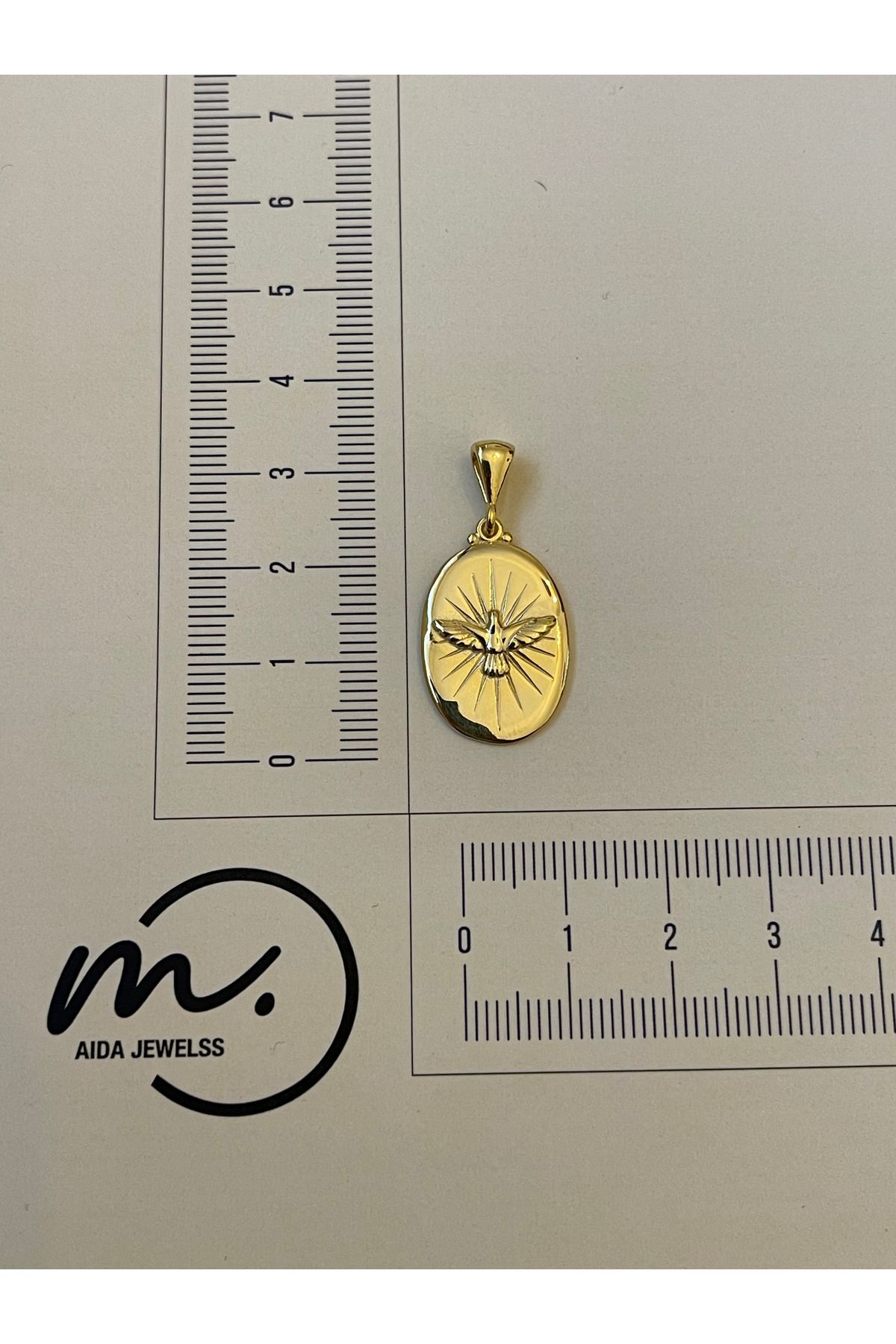 Rupen Kraft 925 Ayar Gümüş Gold Renk Güvercin Desen Kolye Ucu