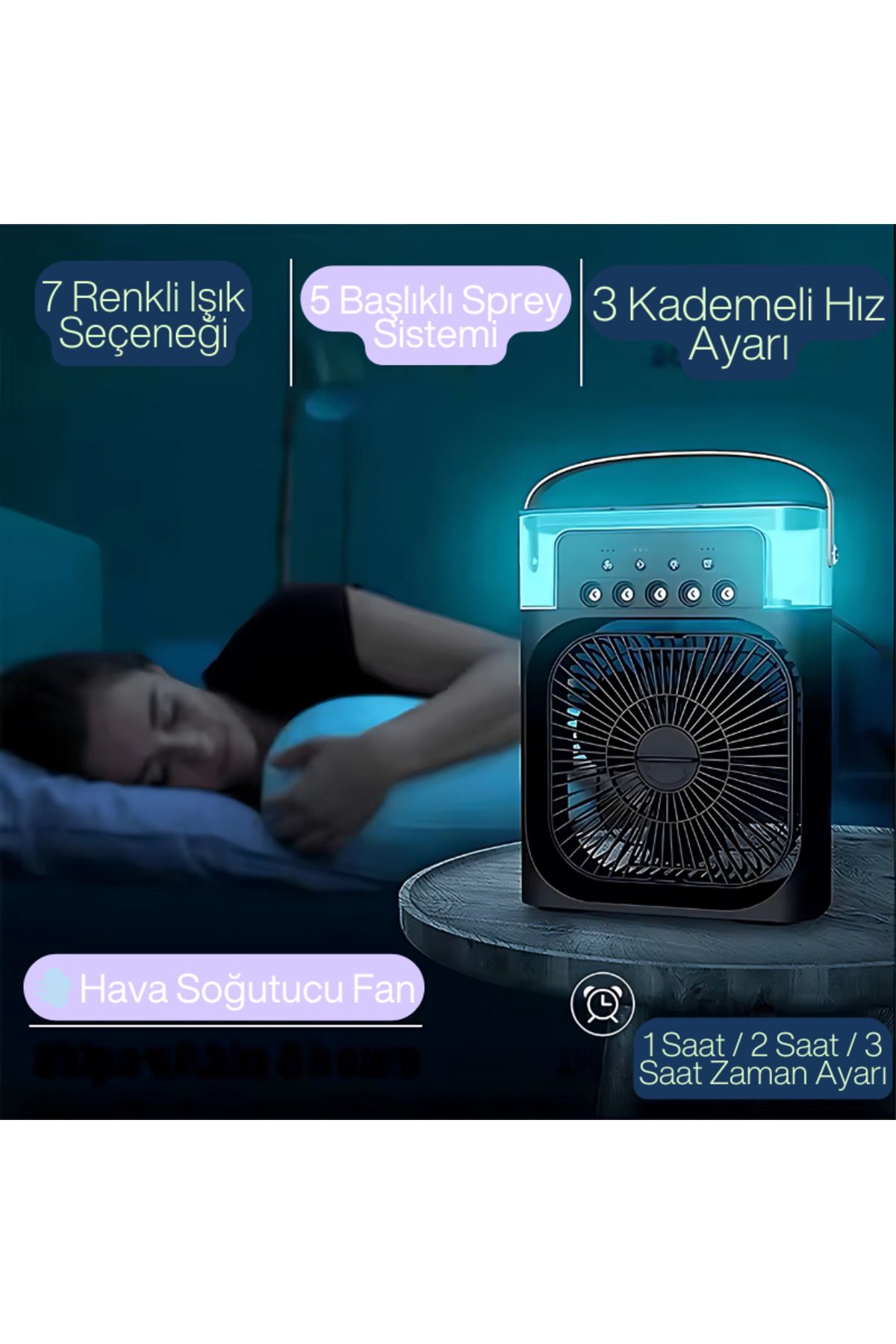 NEXRON Taşınabilir Hava Soğutucu Vantilatör - Sessiz, Su Hazneli, Masaüstü Klima Fanı