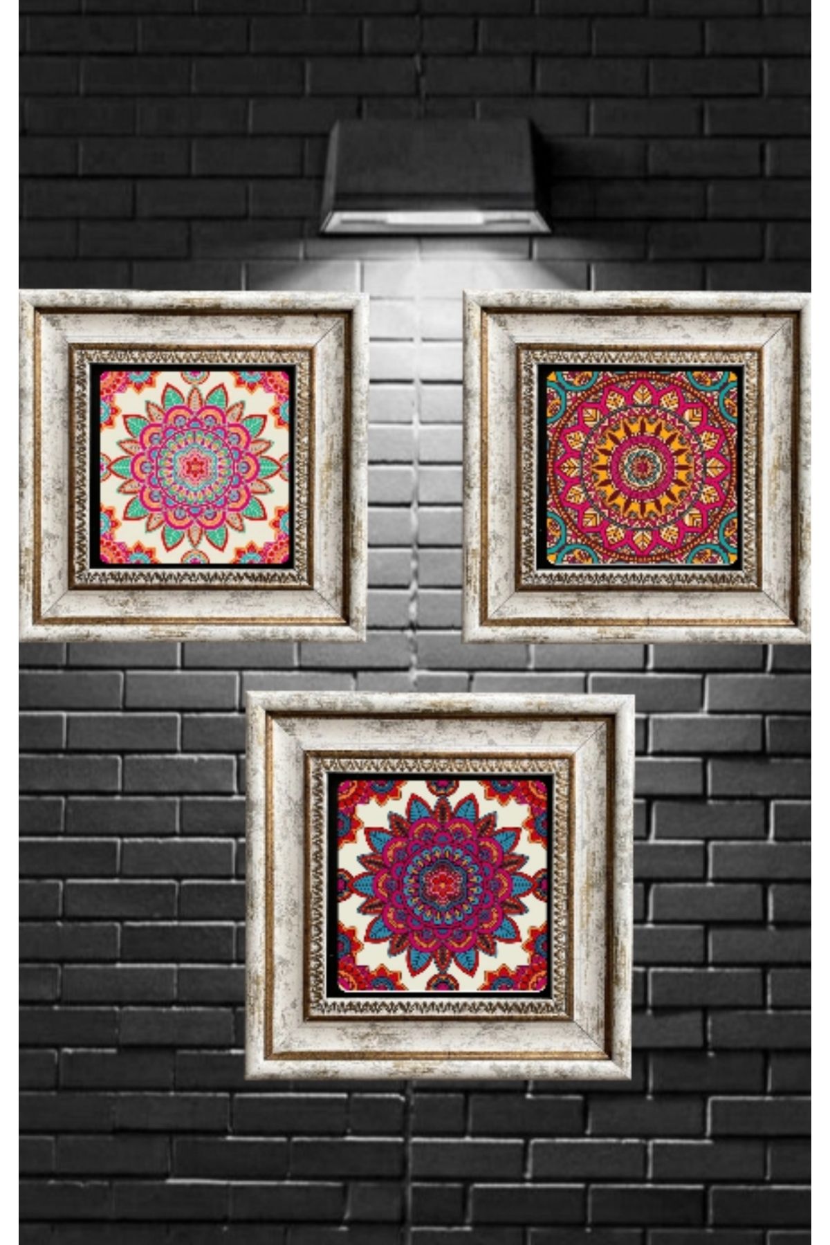 STONEVİVEART Vintage Doğal Taş Duvar Tablosu 20x20cm 3 Adet Duvar Dekoru