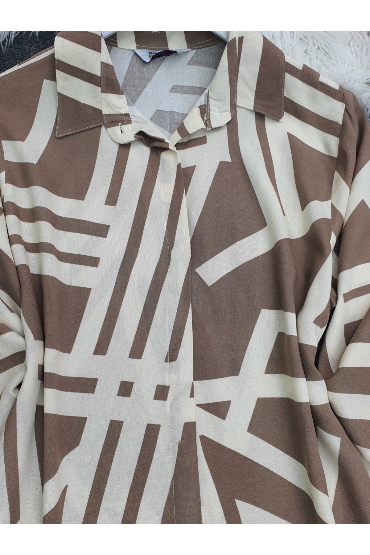 HİJABAYA-Buttoned Patterned Viscose Tunic 3
