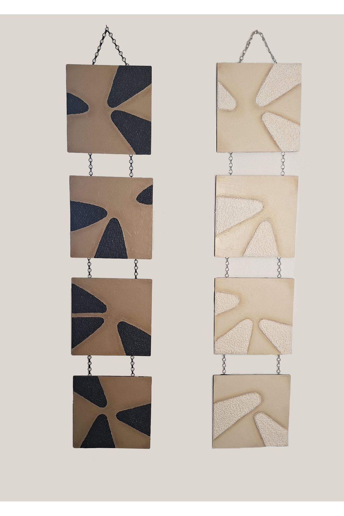 HANDCRAFTHOME 4'lü Tablo Organik Boho MDF Rölyef