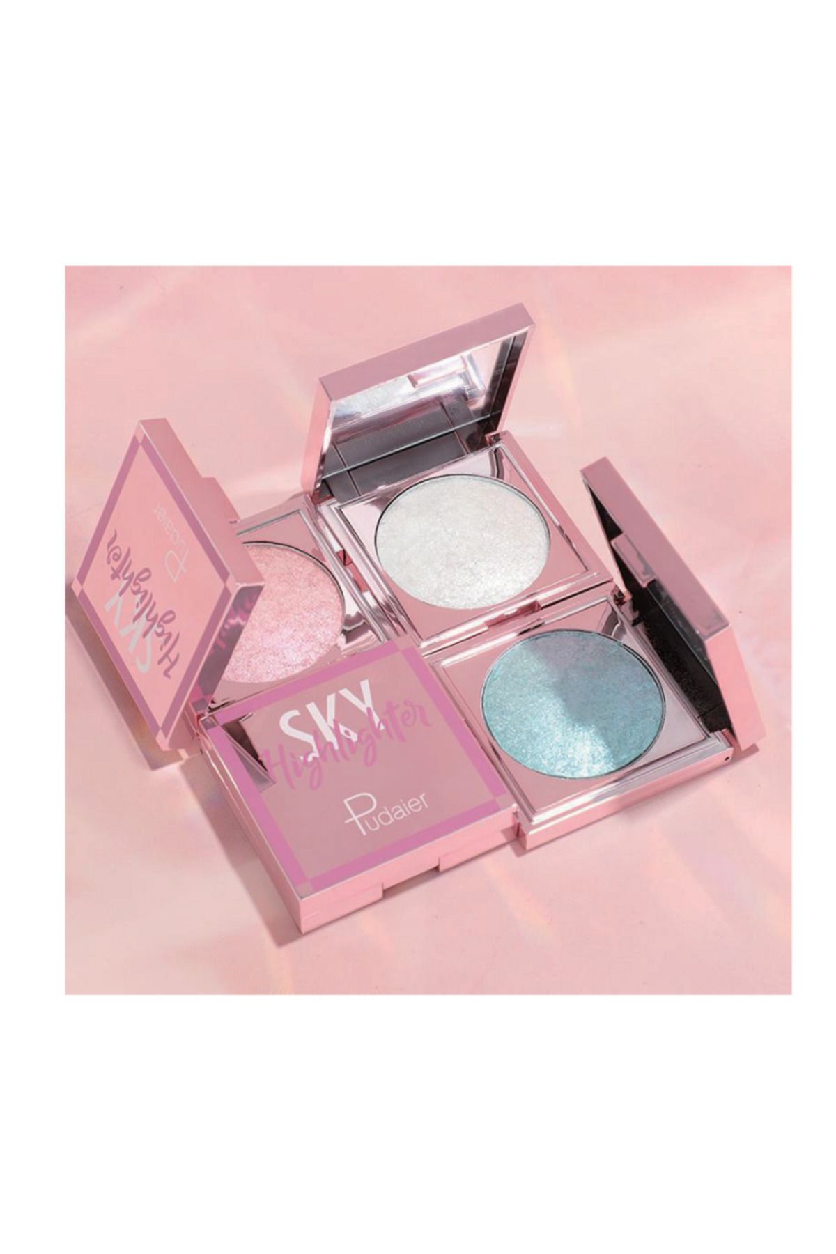Pudaier-Powder Illuminator with Prismatic Reflections - High Shine Soft Highlighter Palette 8 Shades Vegan 4