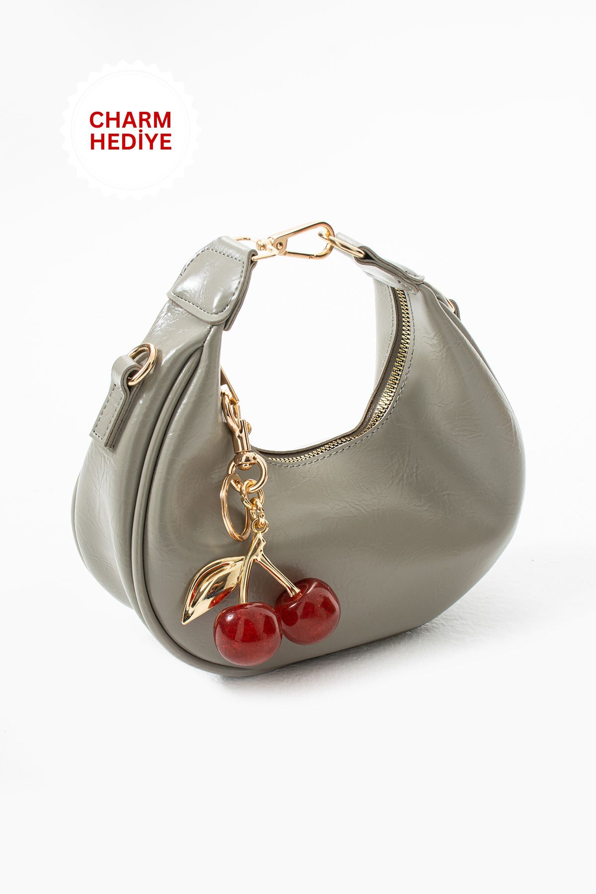 NBİBAGS Betty Model Çağla Yeşili Charm Hediyeli Kadın El Ve Omuz Çantası