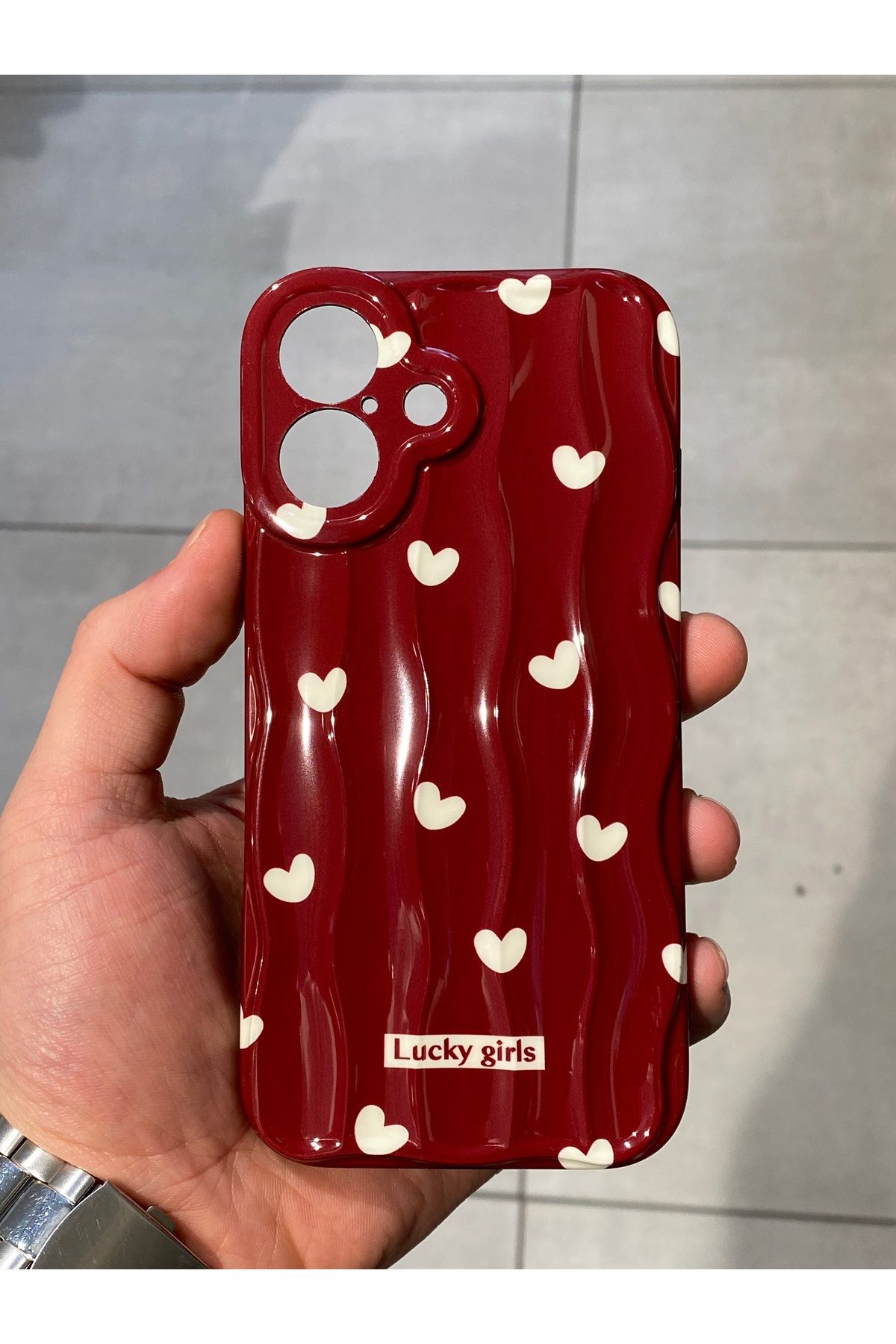 Mee.co İphone 16 Uyumlu Kalp Desenli Lucky Girls Silikon Kılıf