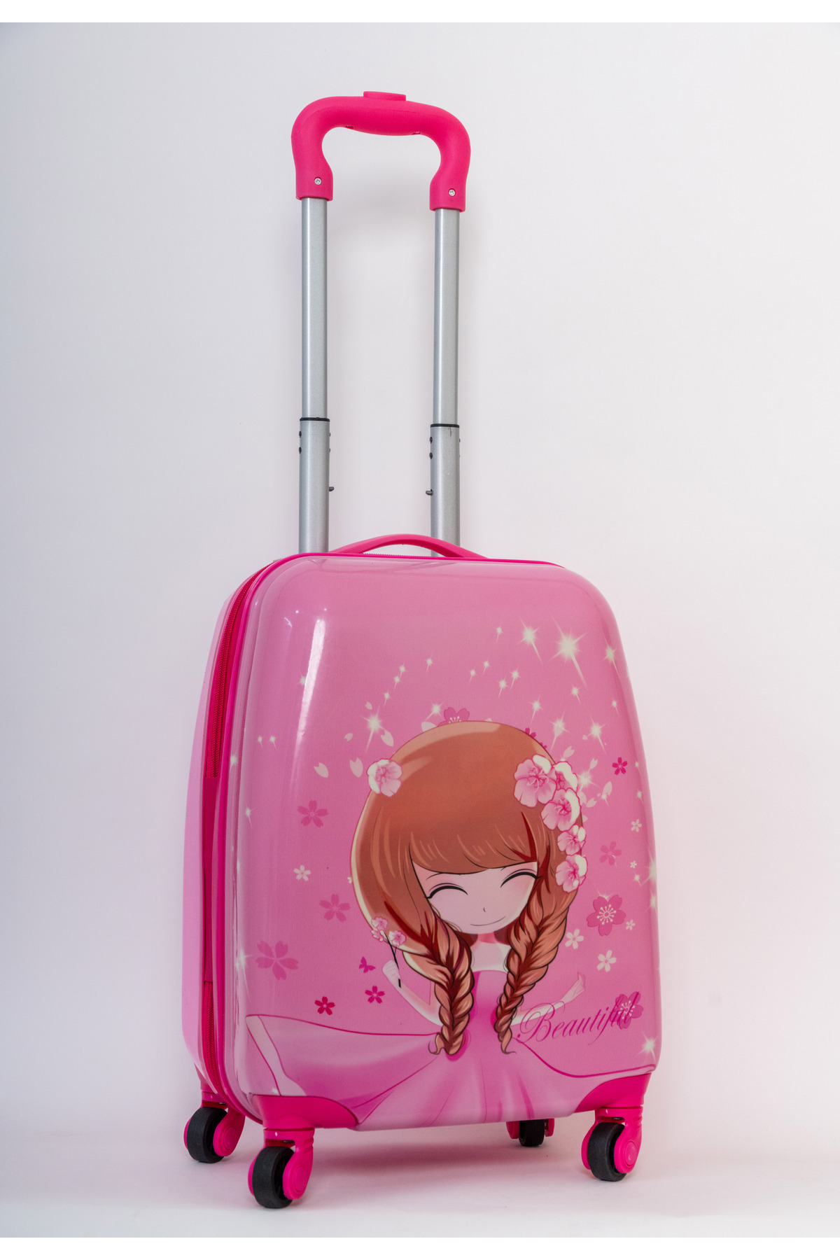 Mnuk-Princess Character Kids Hard Luggage with PC Material, Trolley Bag, Size-16 Inch- P101- Pink 5