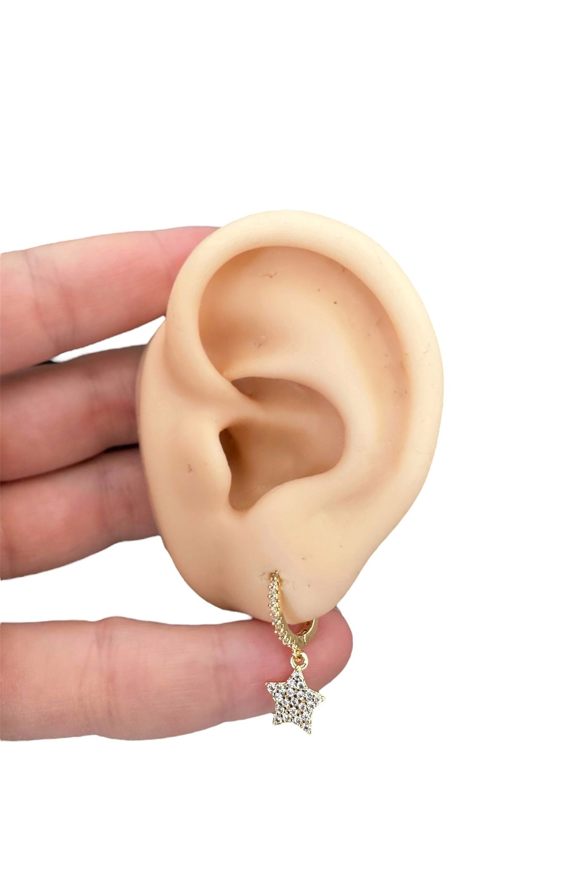 My Bellas Jewels Cerrahi Çelik Zirkon Sallantılı Taşlı Halka Tragus Piercing, Helix, Flat, Conch, Lobe (1 Adet)