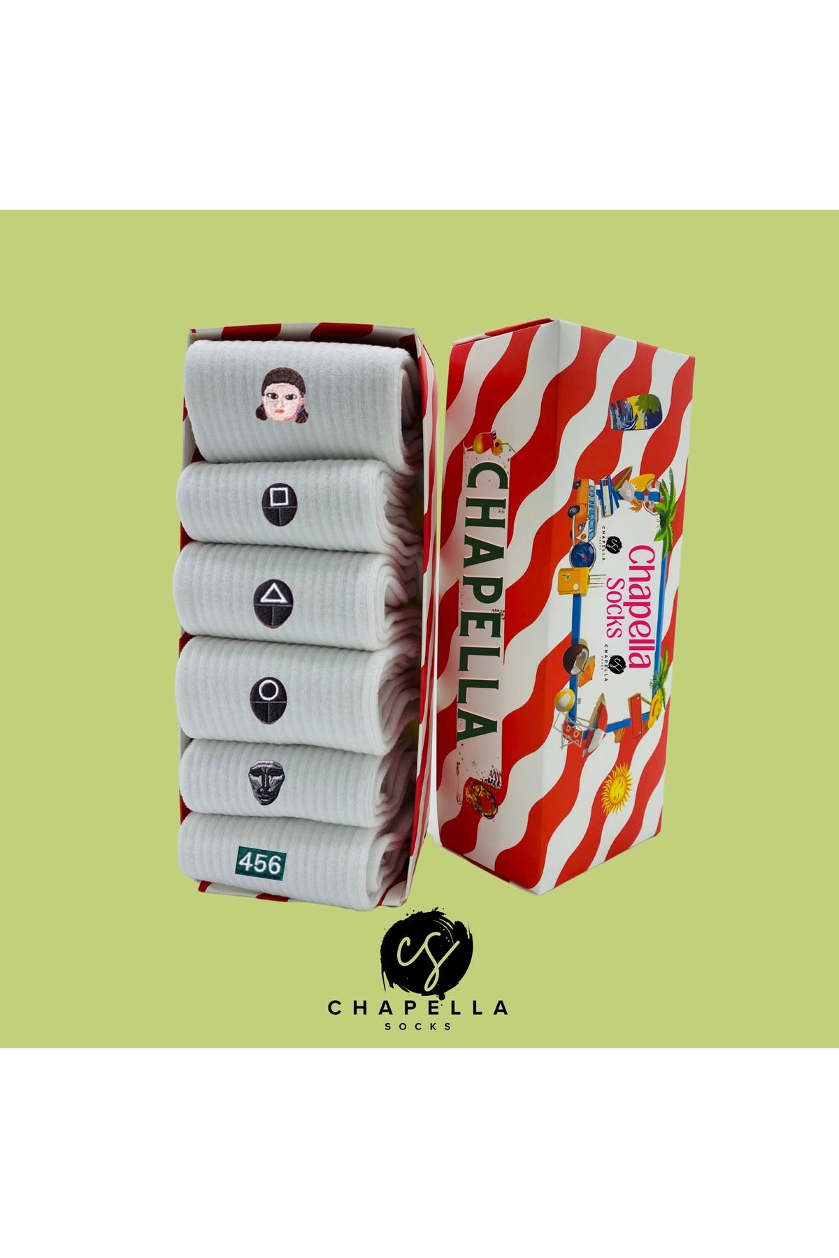 ChapellaSocks SquidGame Nakışlı Unisex Uzun Tenis Çorap- %100 Pamuk ve Rahat!