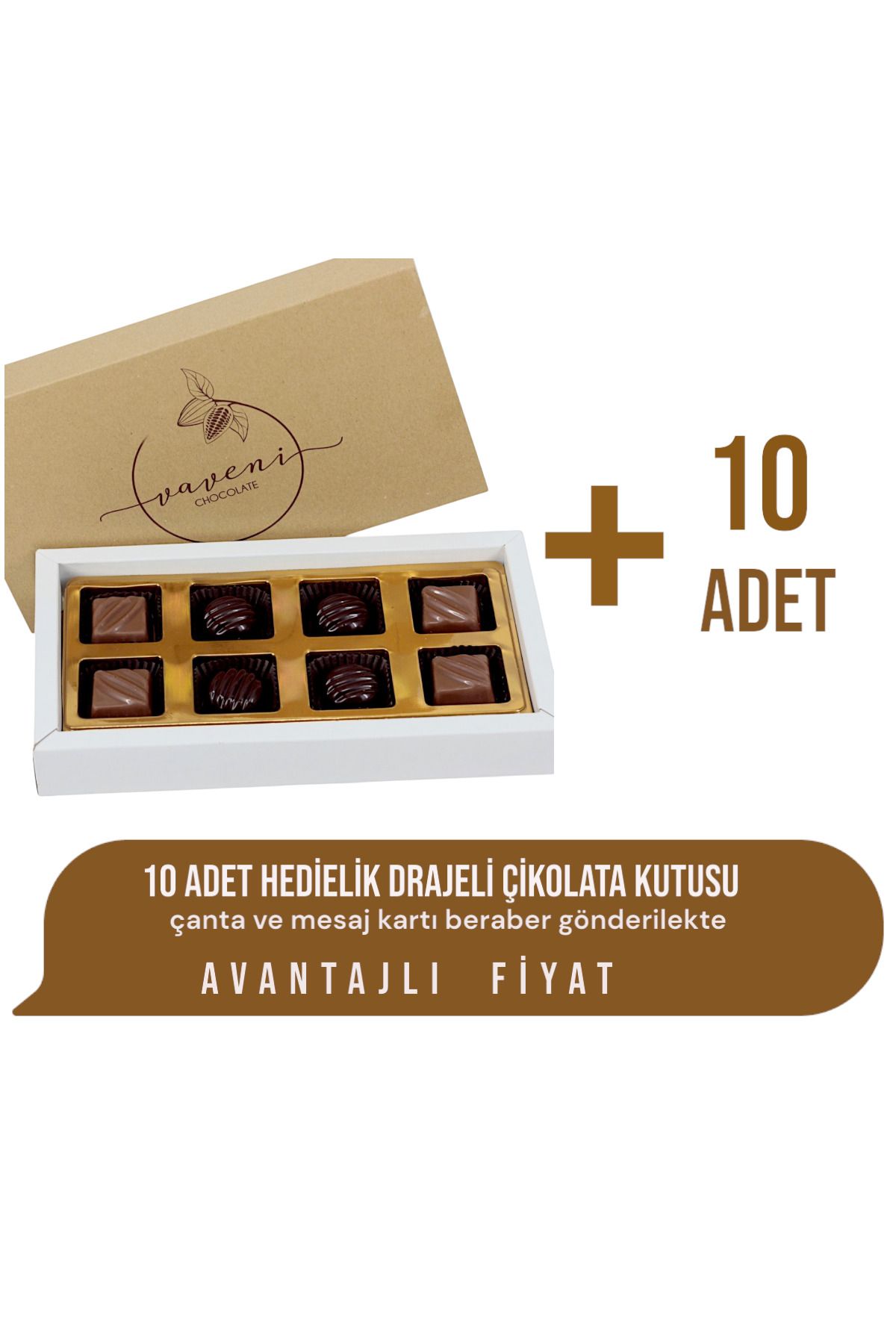 VAVENİ 10 Adet Hediyelik Bitter Ve Sütlü Çikolata