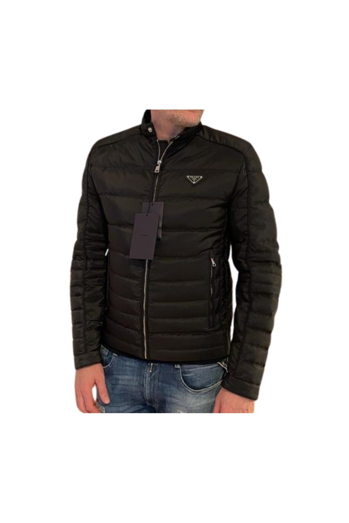 Prada Sport Parlak Kumaş Slim Kesim Mont