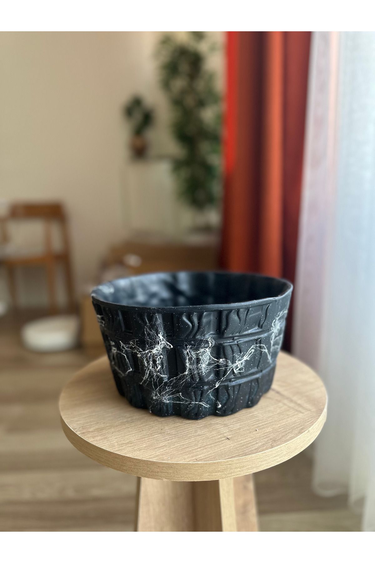 LAVİTTA mermer desenli bitki saksı vazo modern tasarım 18 cm yükseklik 16cm çap (1 adet)