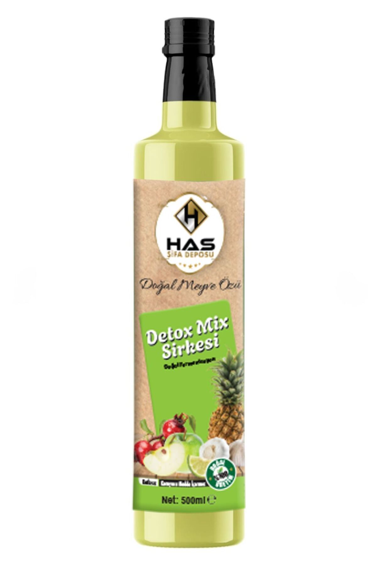 Has Şifa Deposu Bromelain Ananas İçeren Detox Sirkesi 500 ML Katkısız Koruyucu içermez.