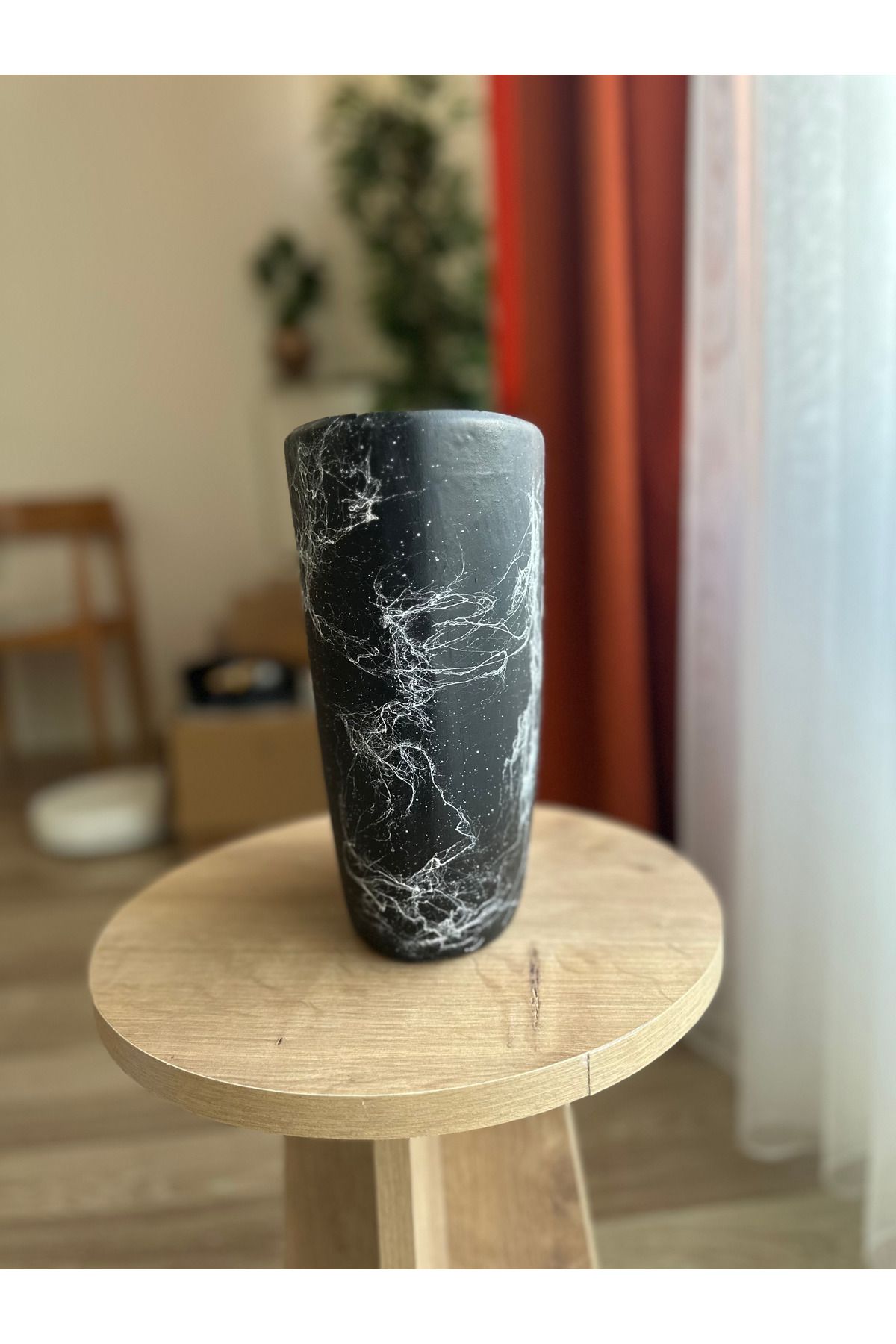 LAVİTTA mermer desenli bitki saksı vazo modern tasarım 25 cm yükseklik 25 cm çap (1 adet)