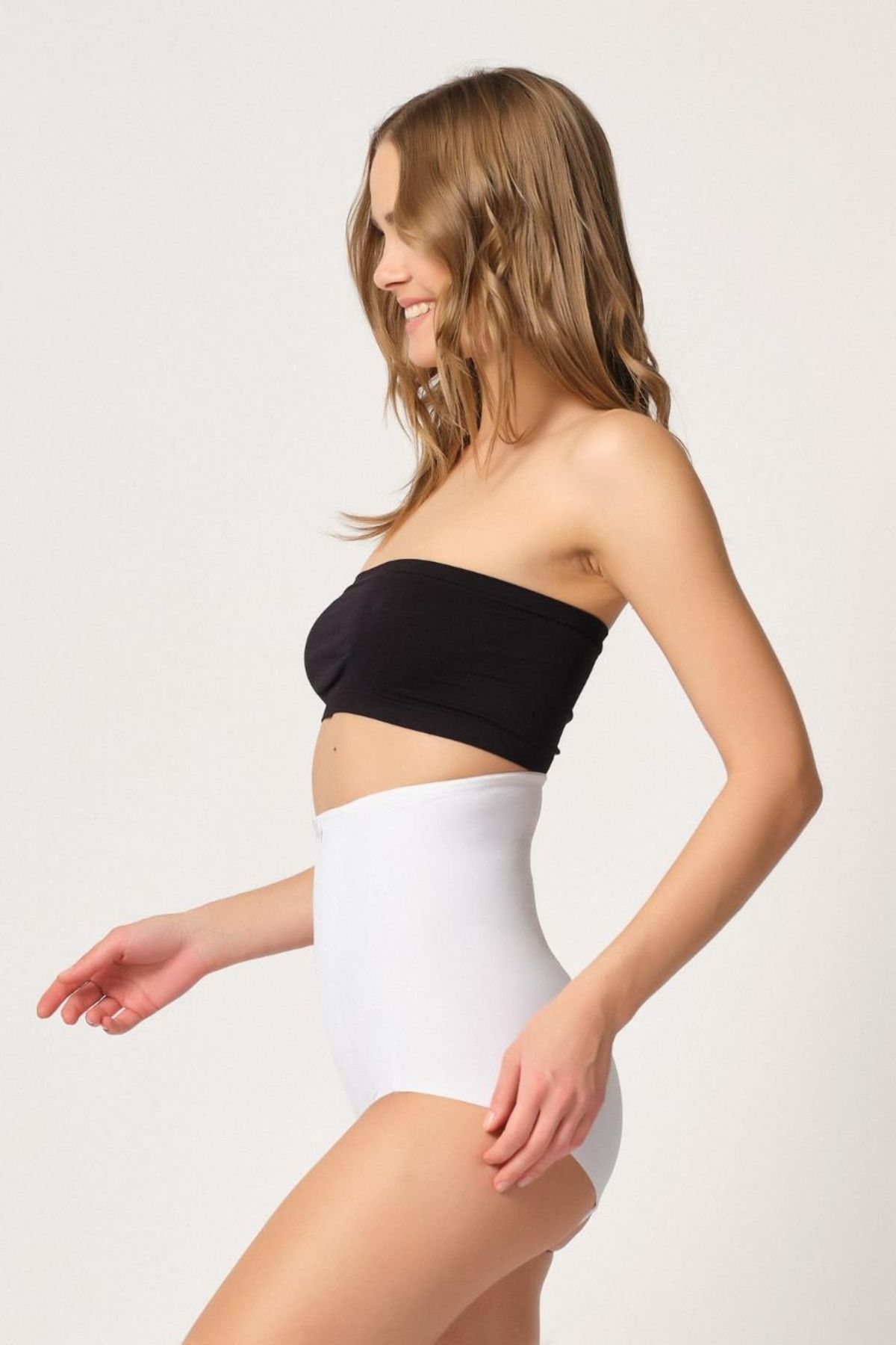 GiyimCity BEYAZ Yüksek Bel Karın Desteklı Slip Lazer Korse