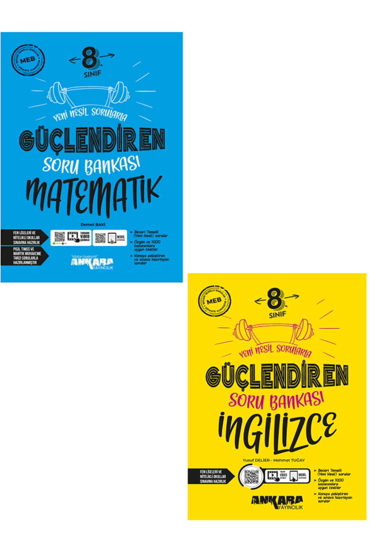 Efsane Yayınları 8.Sınıf Ankara Güçlendiren Matematik + İngilizce Soru Bankaları - 2 KİTAP - Video Çözümlü