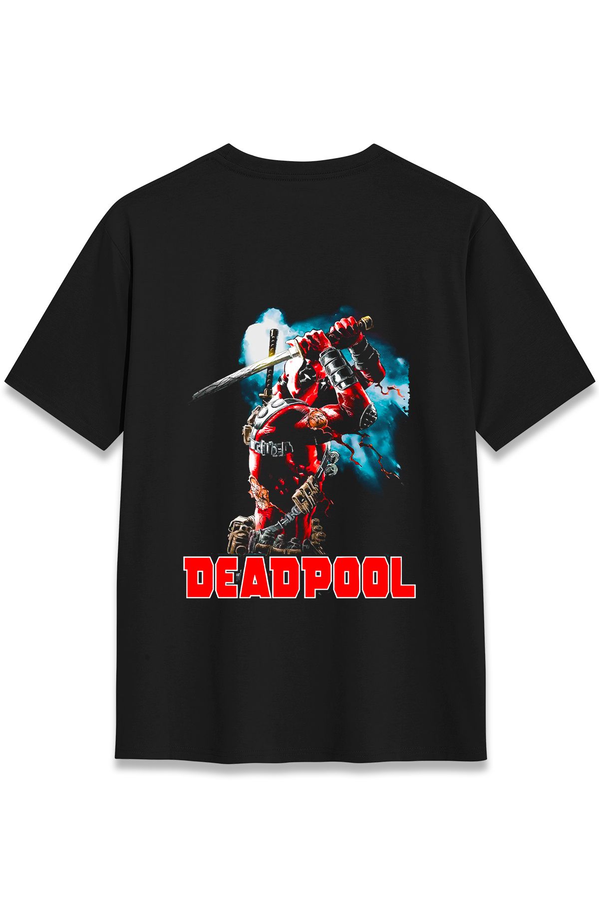 EZG Business DEADPOOL Sword Model Sırt Baskılı T-Shirt Unisex %100 Pamuk Cotton Rahat Regular Halftone Tişört