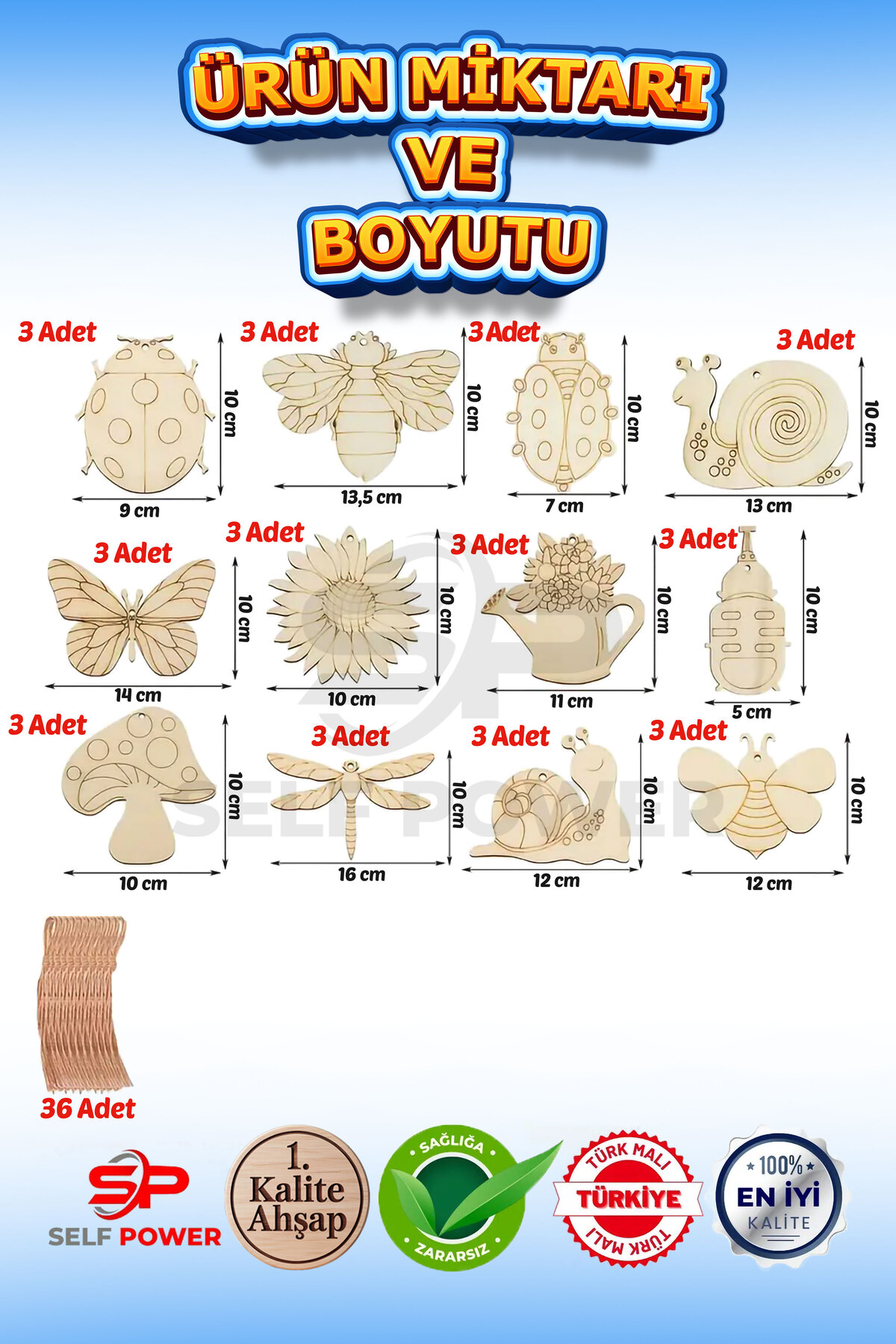 Self Power Ahşap El Sanatları Seti Boya Fırçaları Yaratıcı Sanatlar ve Çocuklar için El Sanatları Eğitici Oyun fotoğrafı 3 (önizleme)