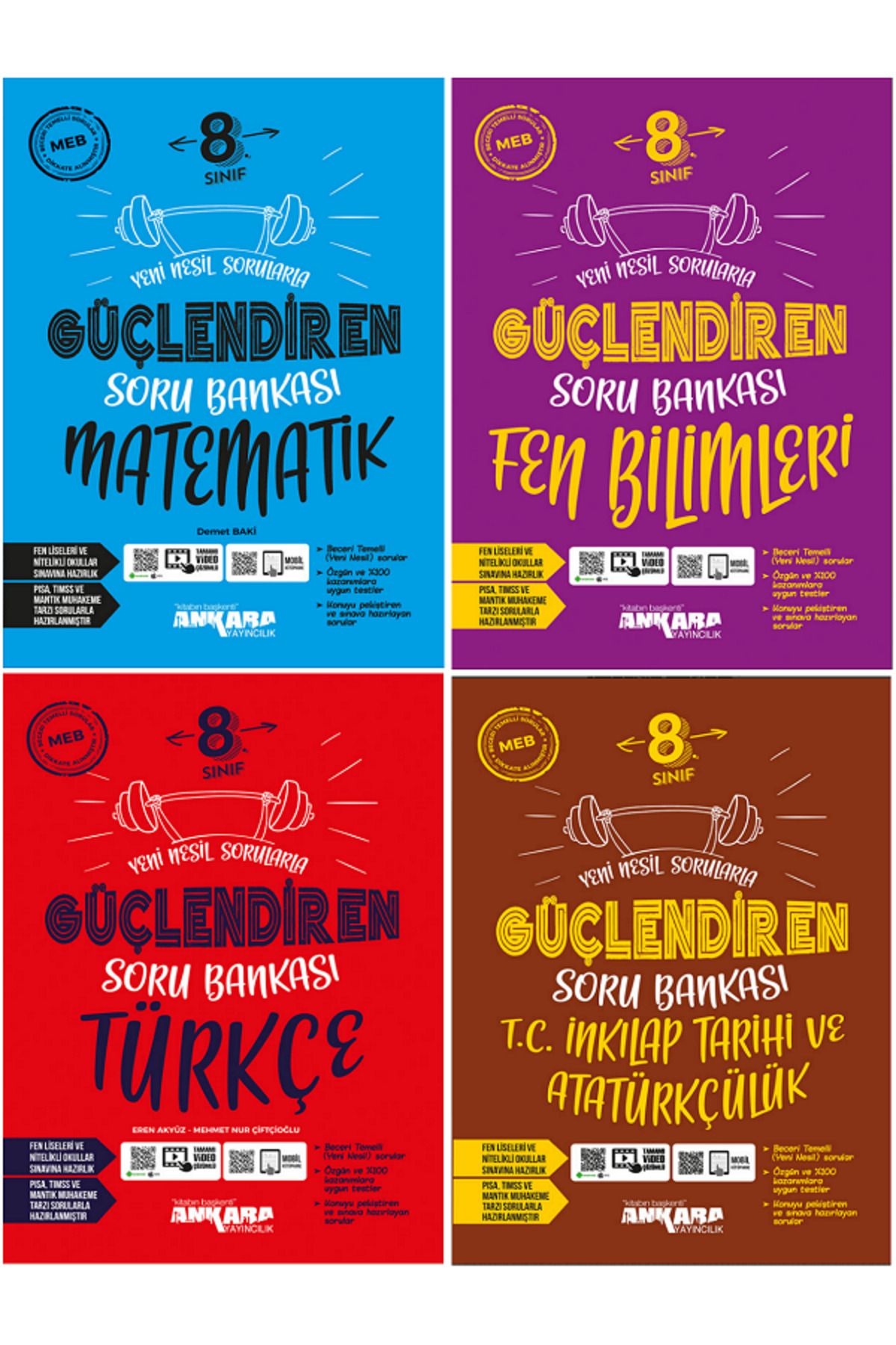 Efsane Yayınları 8.Sınıf Ankara Güçlendiren Matematik + Fen Bilimleri + Türkçe + İnkılap T Soru Bankaları - 4 KİTAP