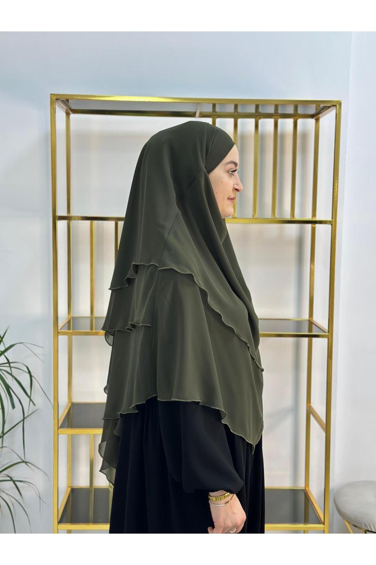 R&S modibone-Hijab Chiffon Soufflé, Ready-Made Veil, Khımar, Hijab, Khaki 3