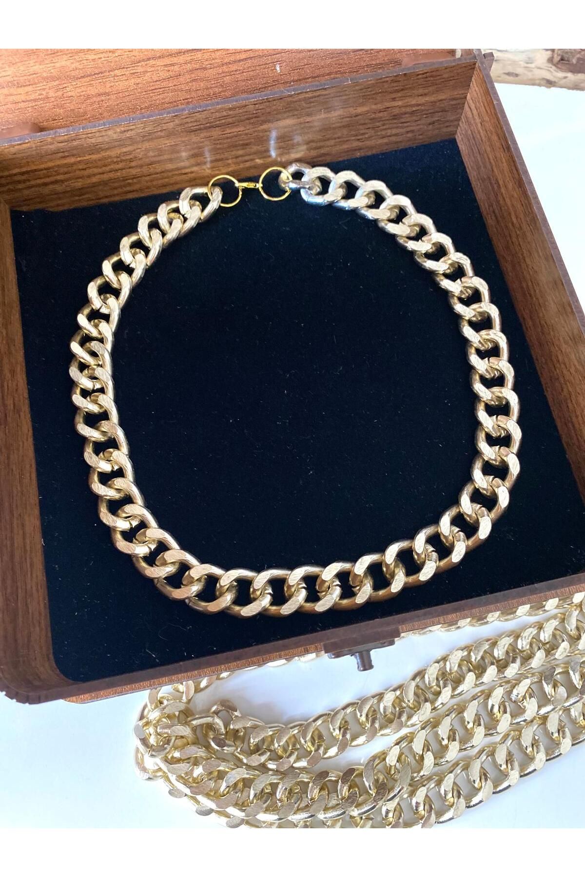 canan dizayn Özel Kararmaz Gold Metal Zincir Kolye