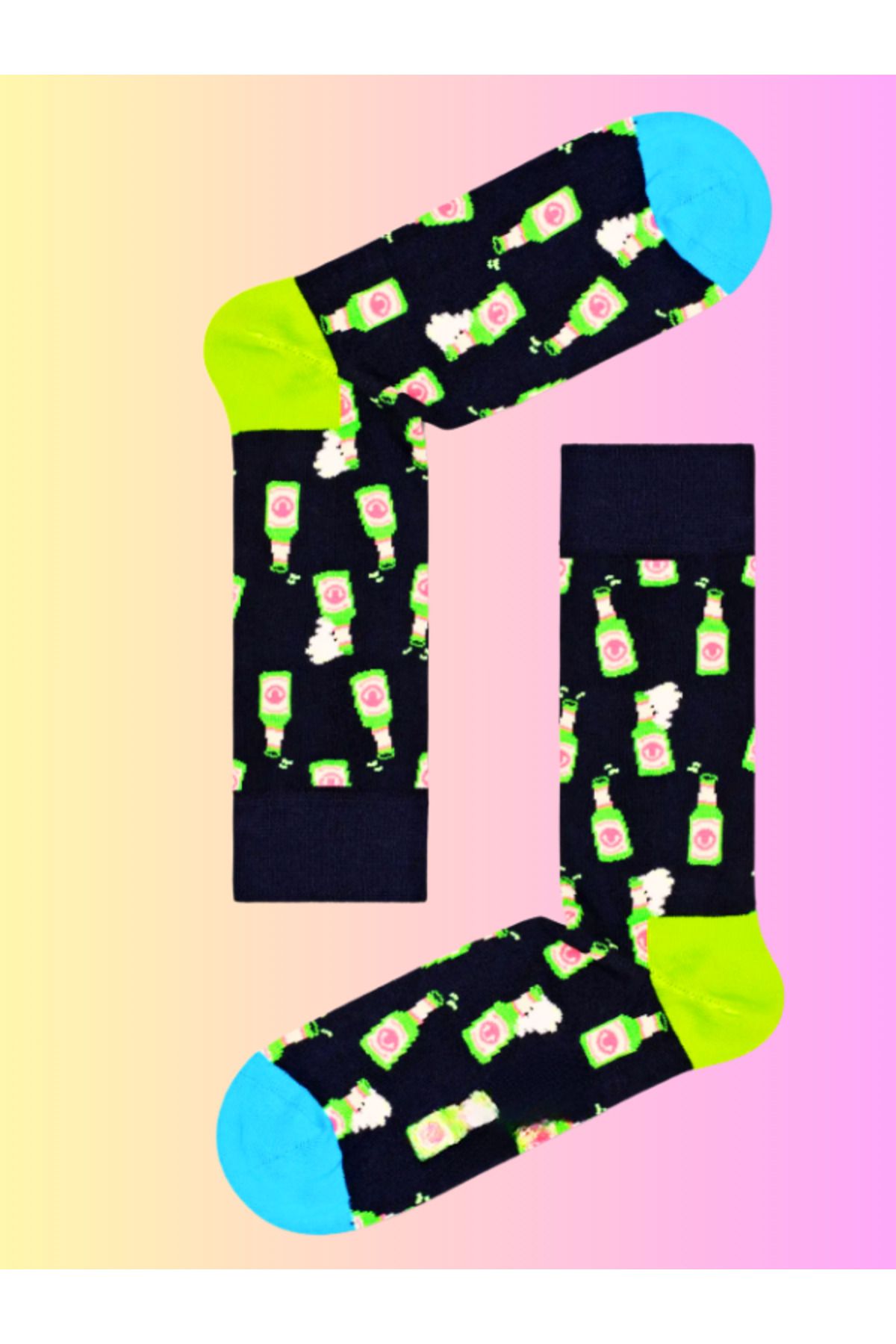 Shuttle Park Özel Seri Socks Renkli Eğlenceli Happy Beer Desenli Rahat Tasarım Tarz Kokulu Dikişsiz Çorap