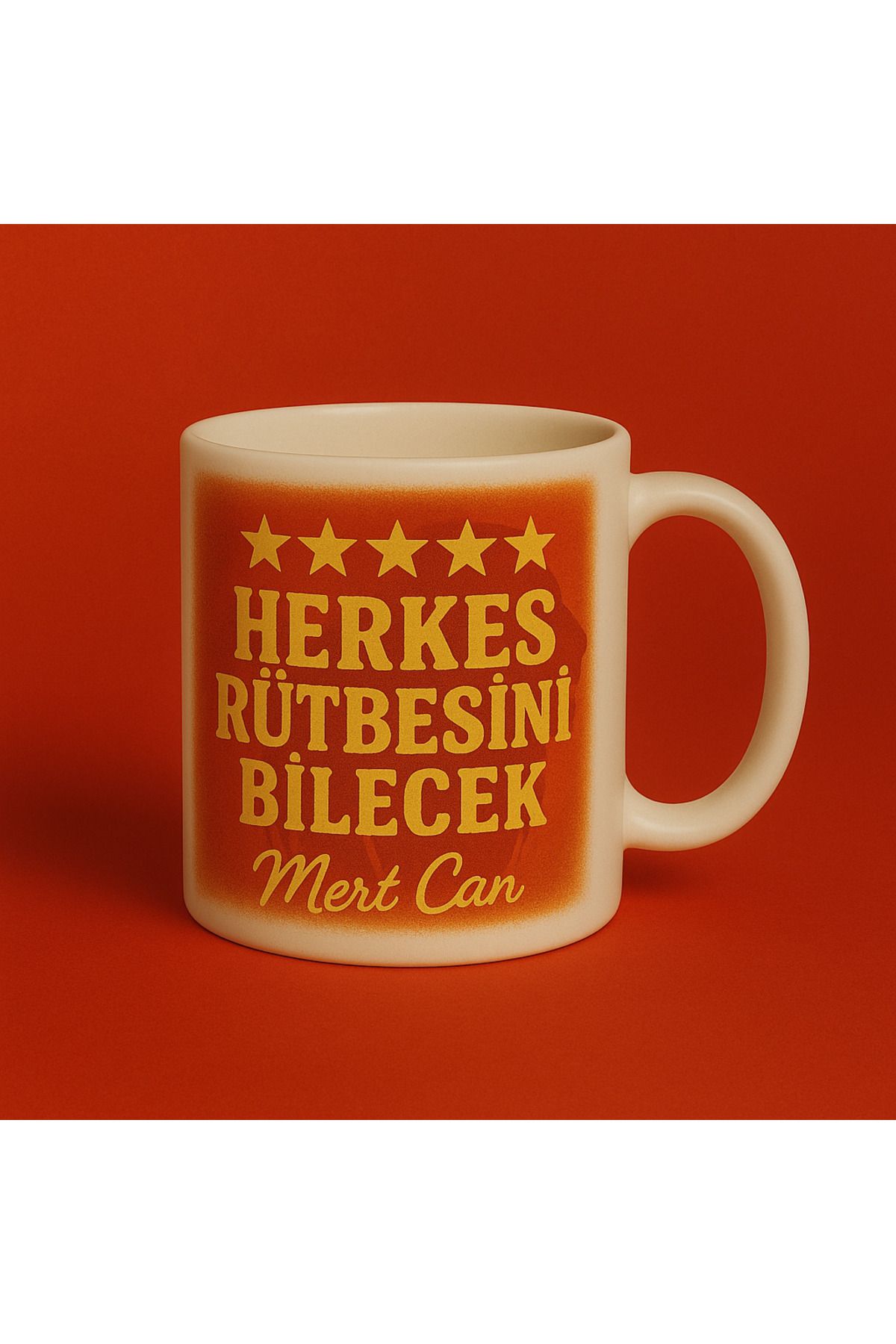 Kırtasiye Ofisi BEŞ YILDIZLI HERKES RÜTBESİNİ BİLECEK ŞAMPİYONLUK TEMALI BEYAZ KUPA