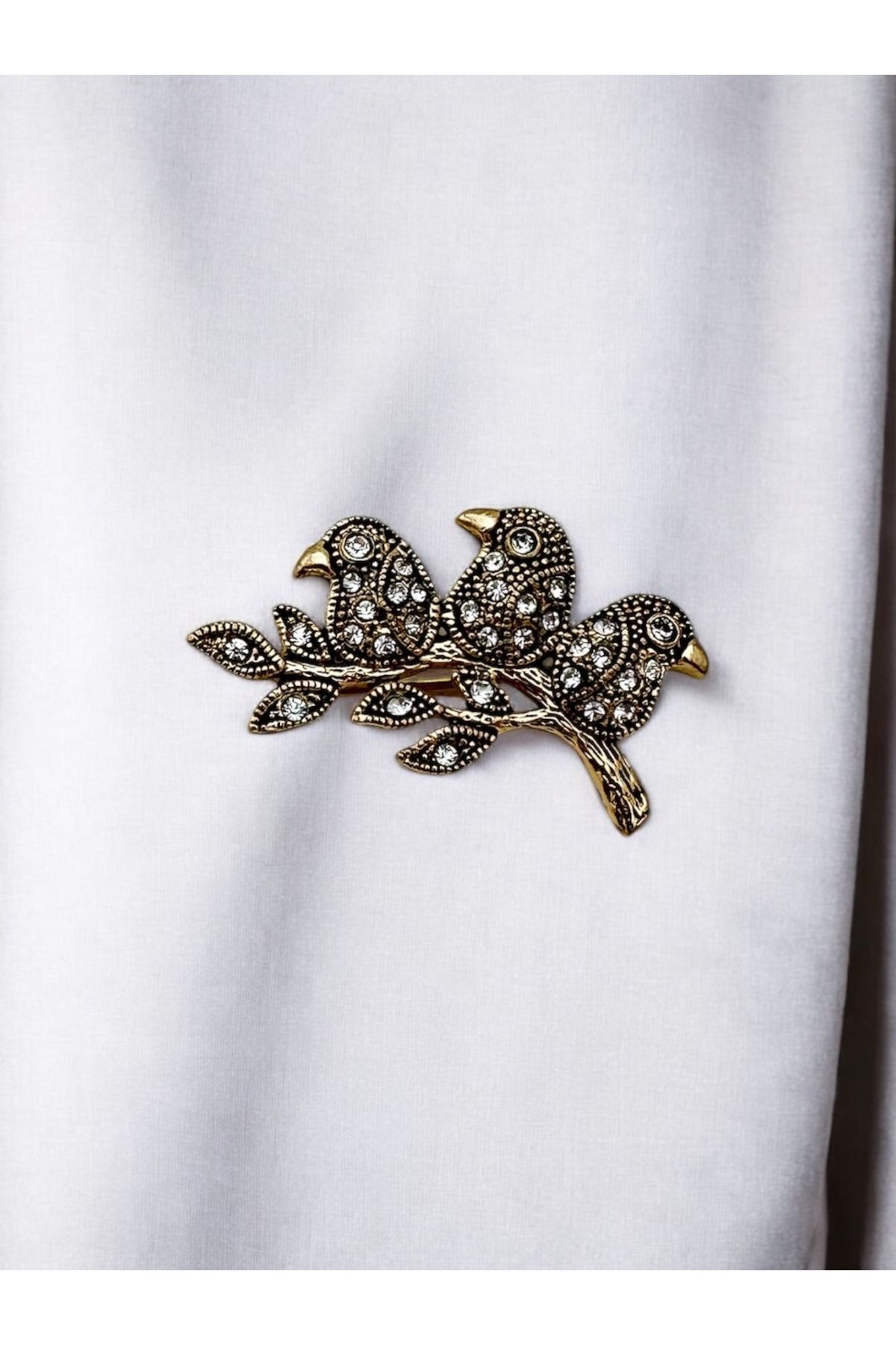 FUYA JEWELLERY Üçlü Kuş Broş