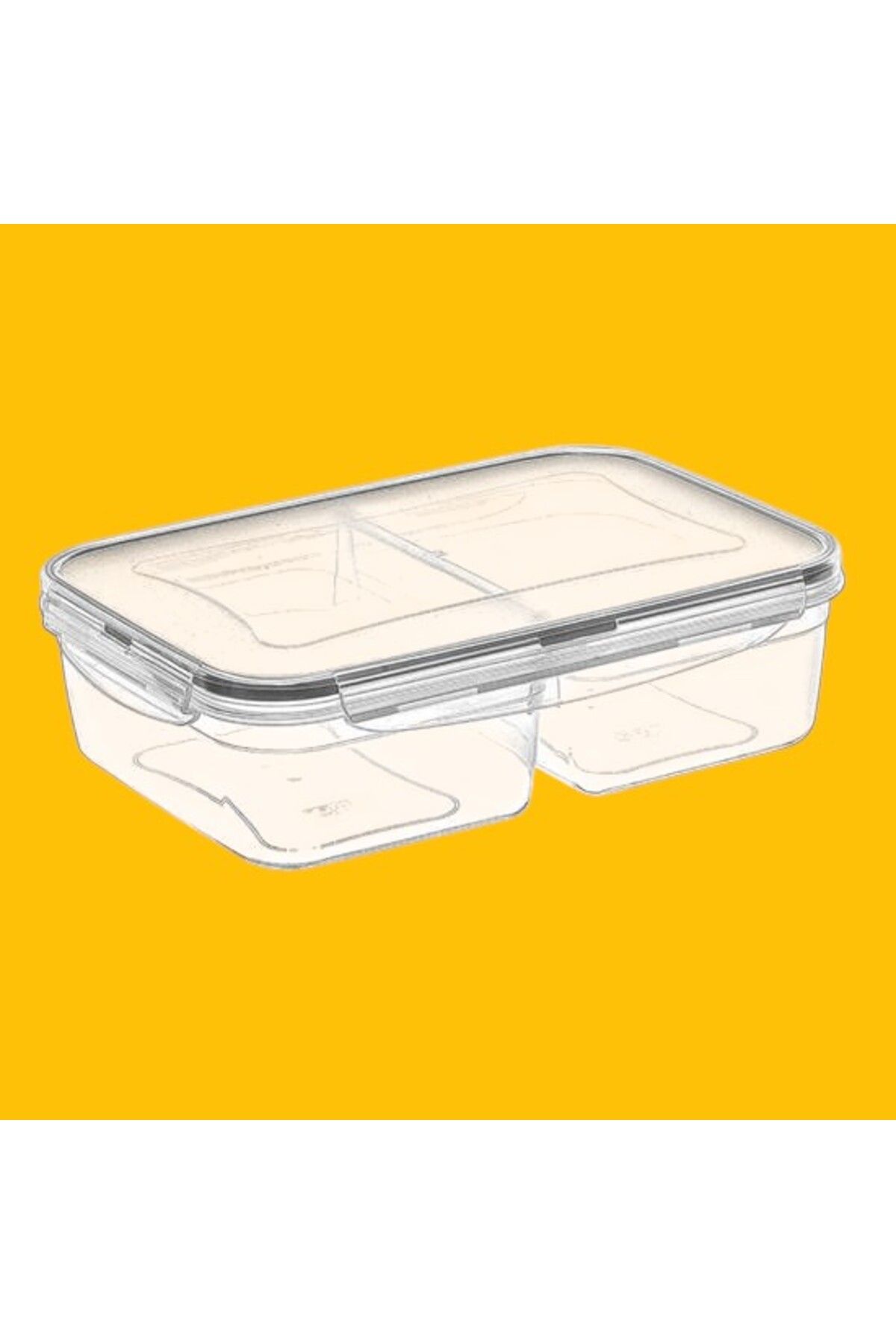 PratikAI 2 Bölmeli Kilitli Kapaklı 1+1 Litre Erzak Saklama Kabı | Taşınabilir & Hijyenik