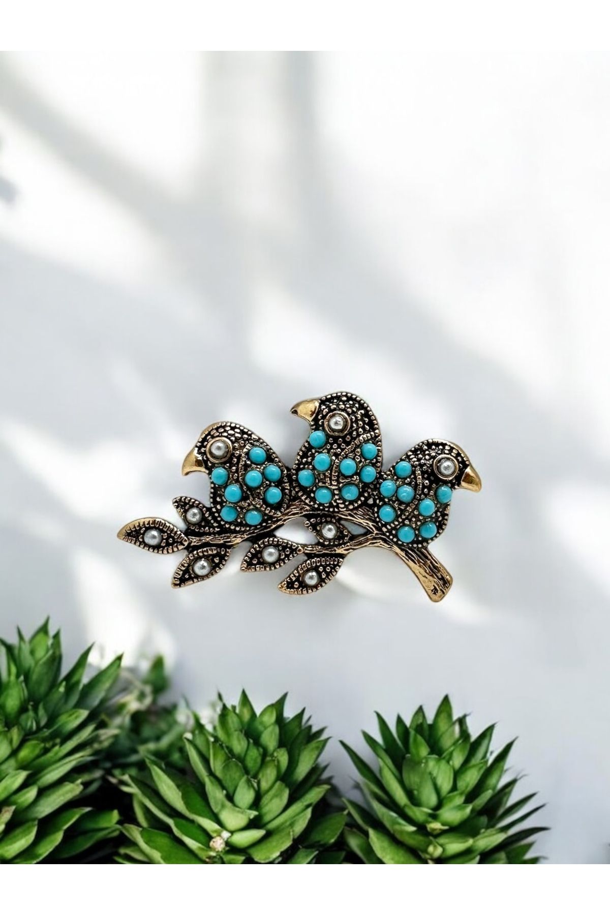 FUYA JEWELLERY Üçlü Kuş Broş