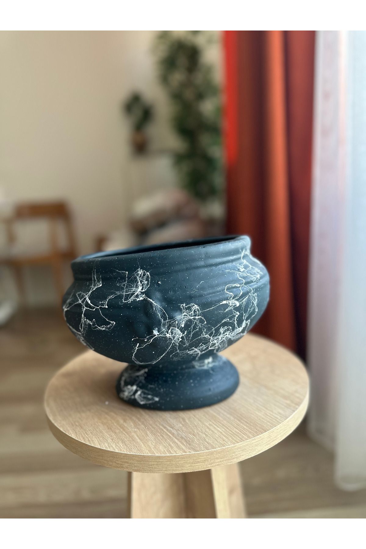 LAVİTTA mermer desenli seramik saksı & vazo 19 cm yükseklik ,20 cm çap ( 1 adet )