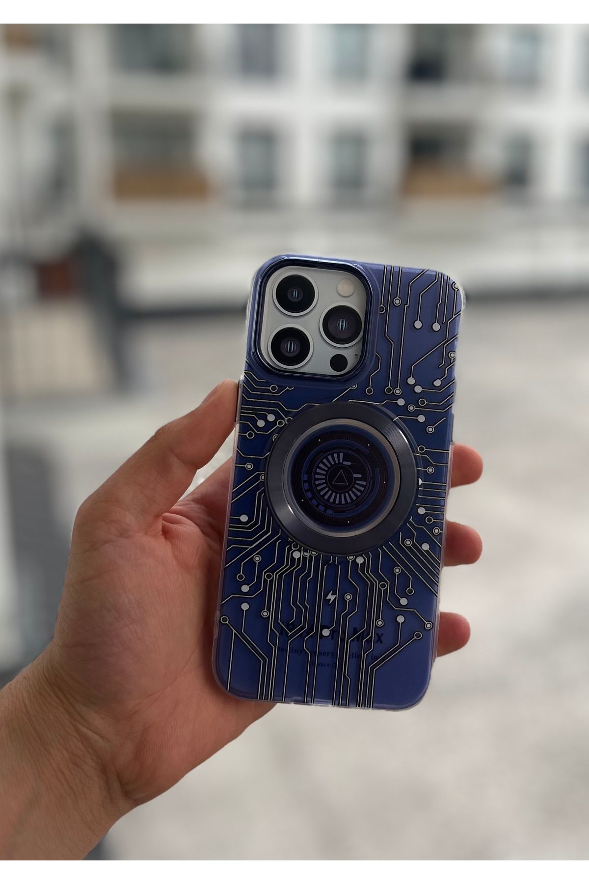 Soffany İPhone 14 Pro Max Uyumlu Kılıf Kablosuz Şarj Destekli Sert Darbe Emici mavi