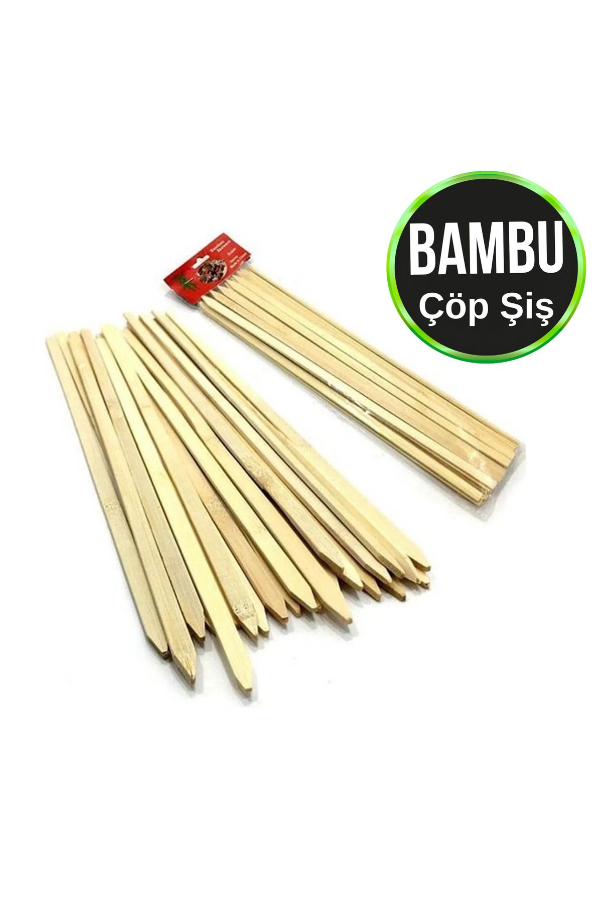 Heksa Bambu Adana Kebap Şişi Ahşap 25 Adet Yassı Çöp Şiş Kebap Şişi 30 cm
