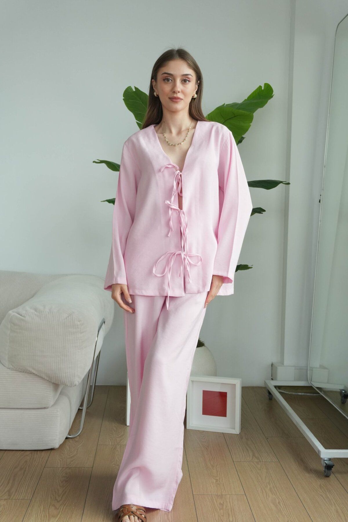 Ceu Lady Önü Bağcıklı Kimonolu Takım