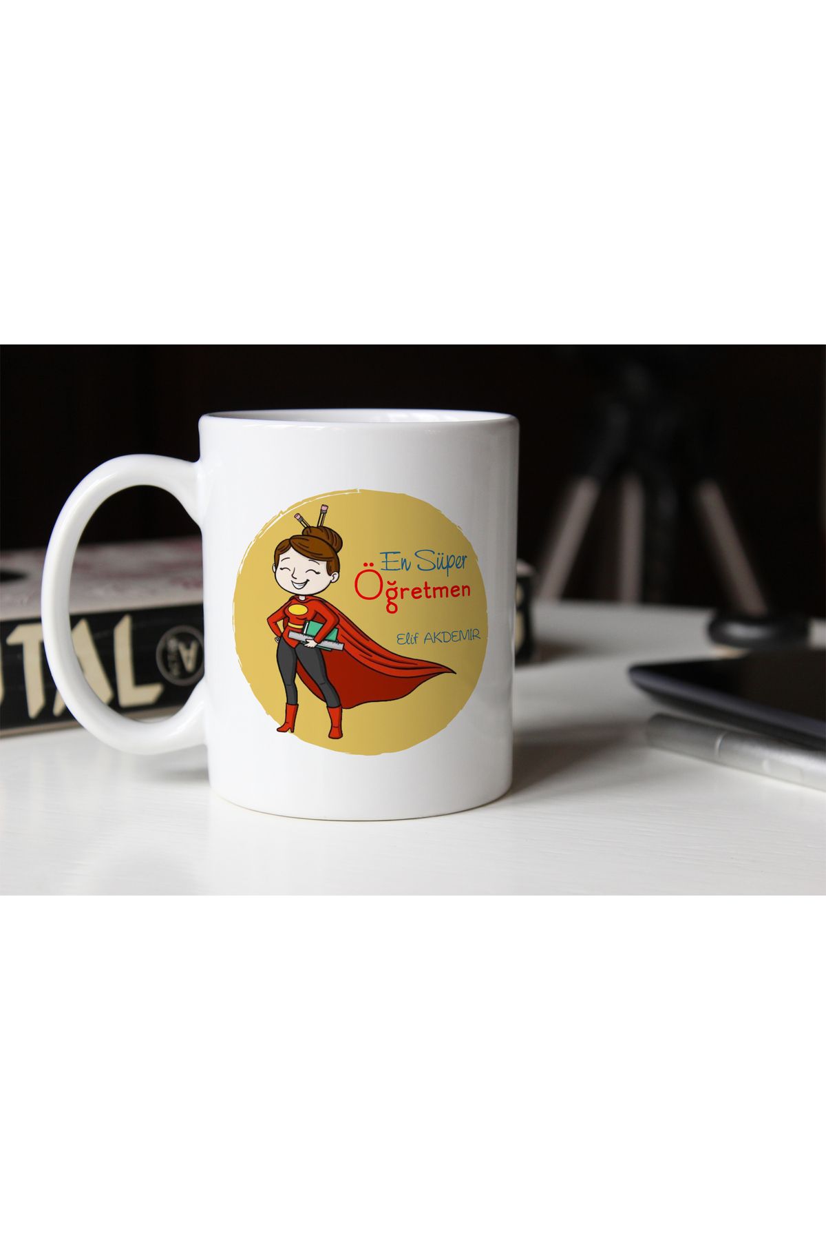 hediyenebak En Süper Öğretmen Baskılı Seramik Kahve Çay Kupası