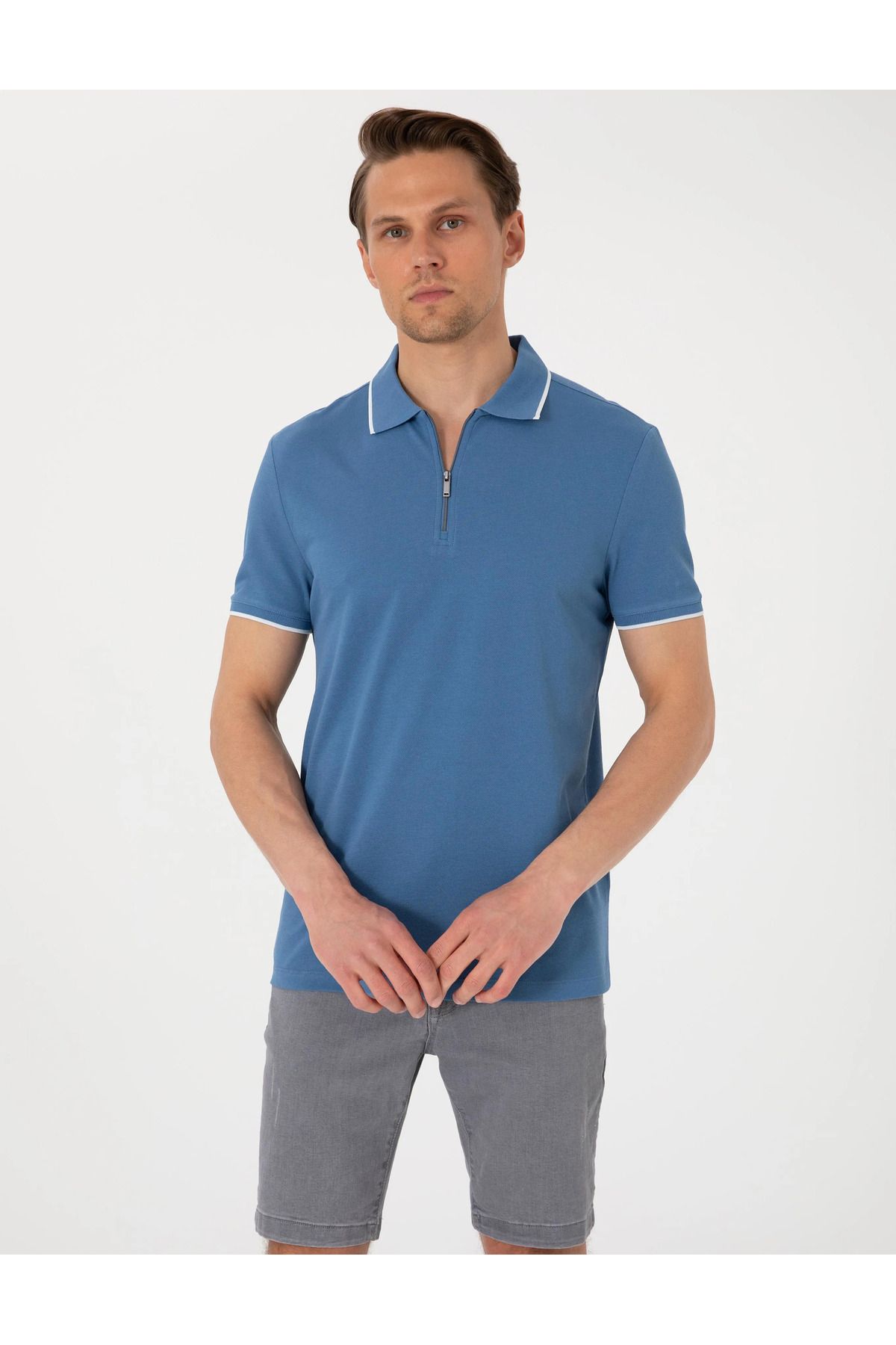 Pierre Cardin Koyu Mavi Slim Fit Polo Yaka T-Shirt