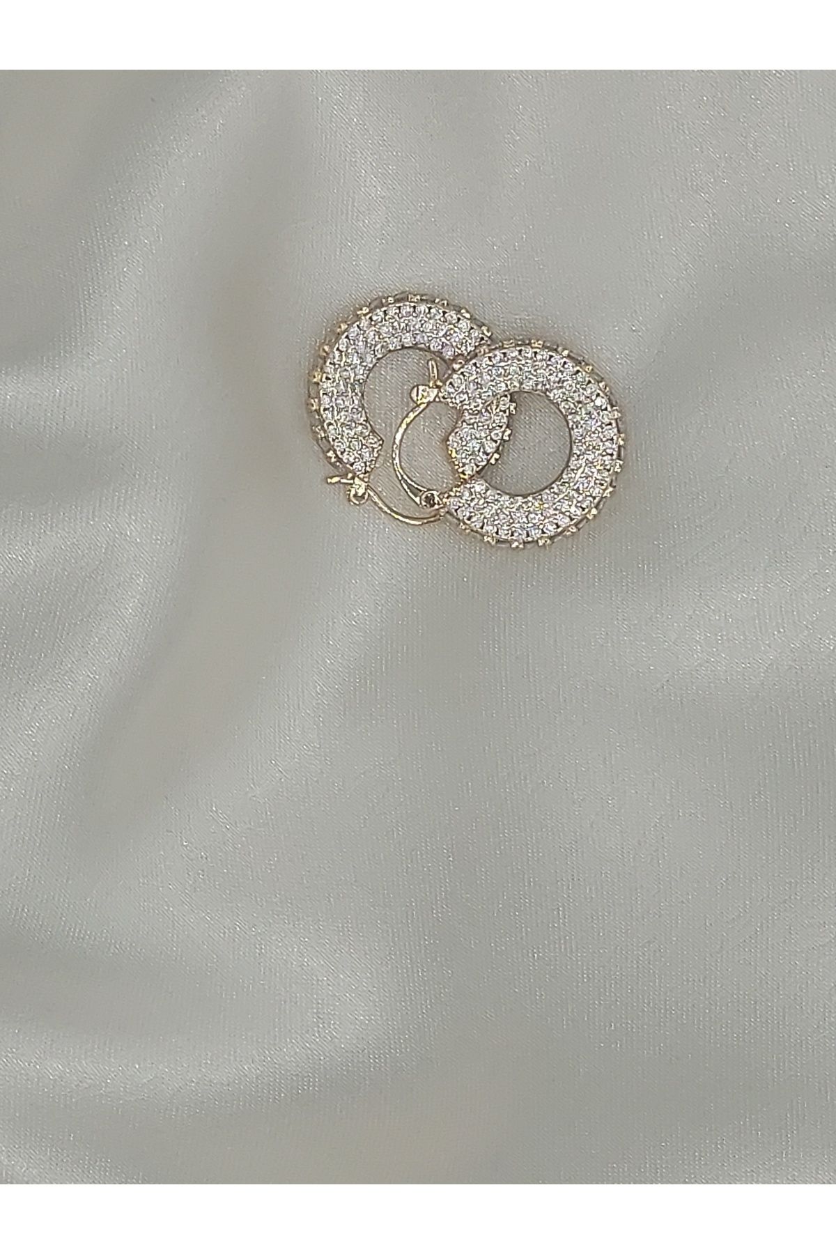 YSX JEWELRY Ysx Zirkon Taşlı Altın Halka Çelik Küpe