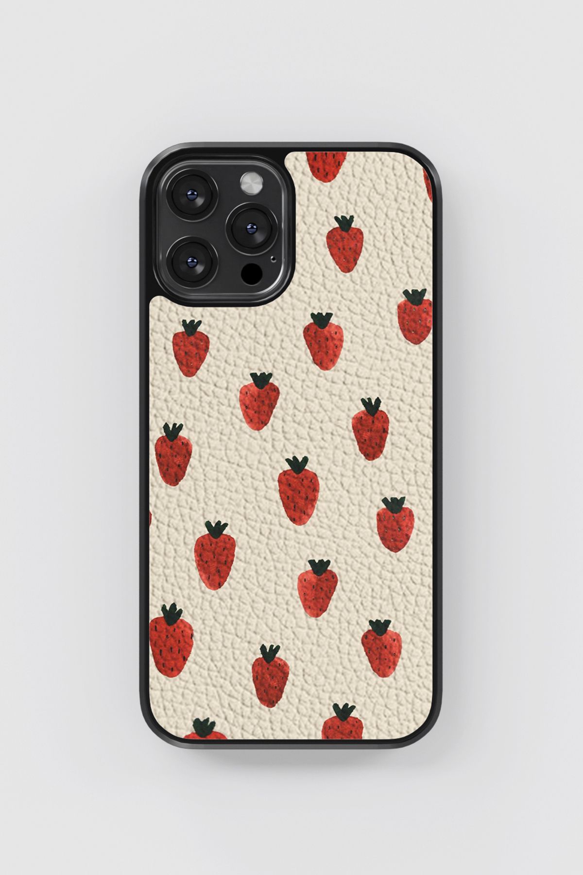 No28studio Red Strawberry Deri Telefon Kılıfı