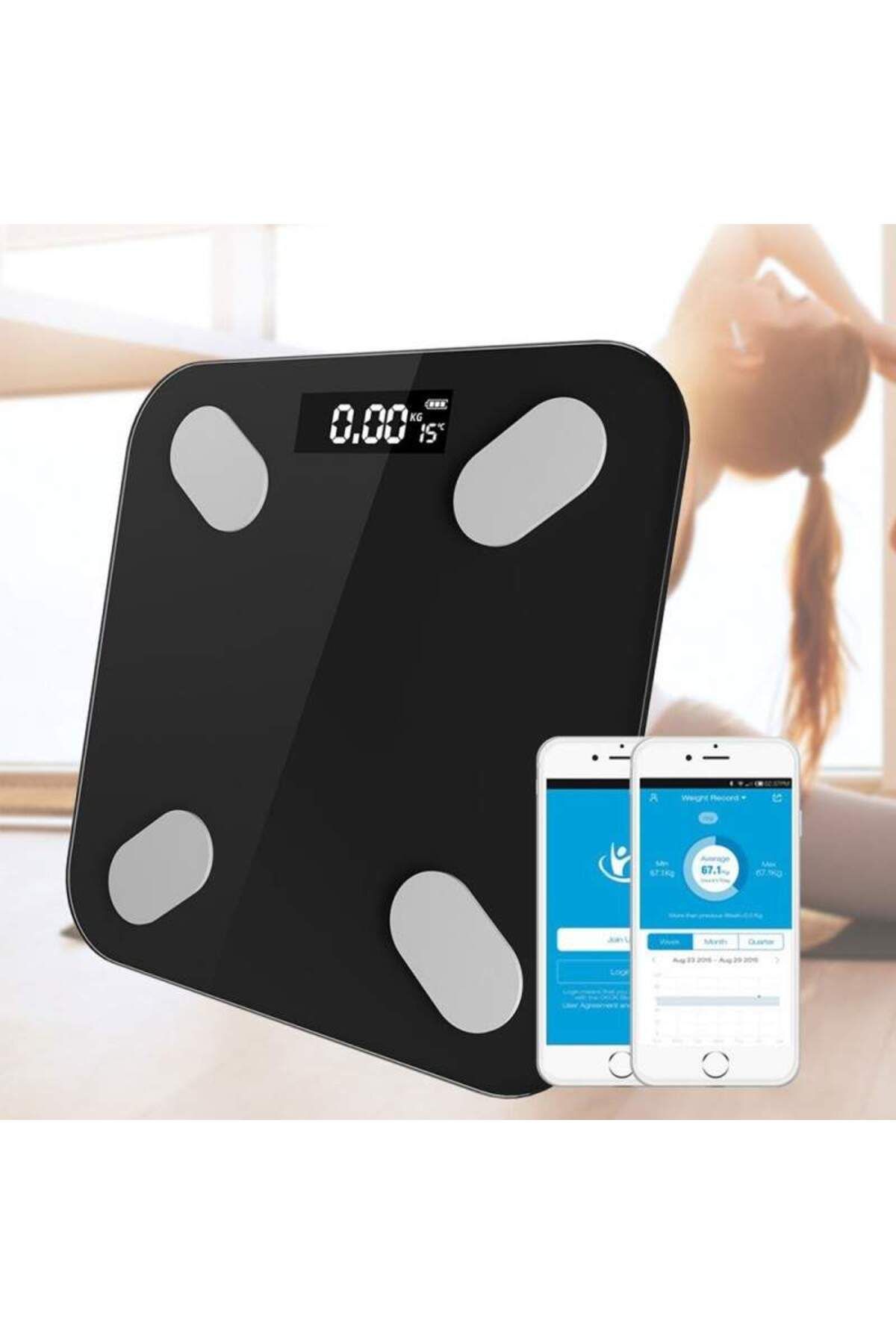 SIKS-Cântar digital inteligent pentru baie, conexiune Bluetooth, afișaj LCD, greutate maximă 180 kg, negru 5