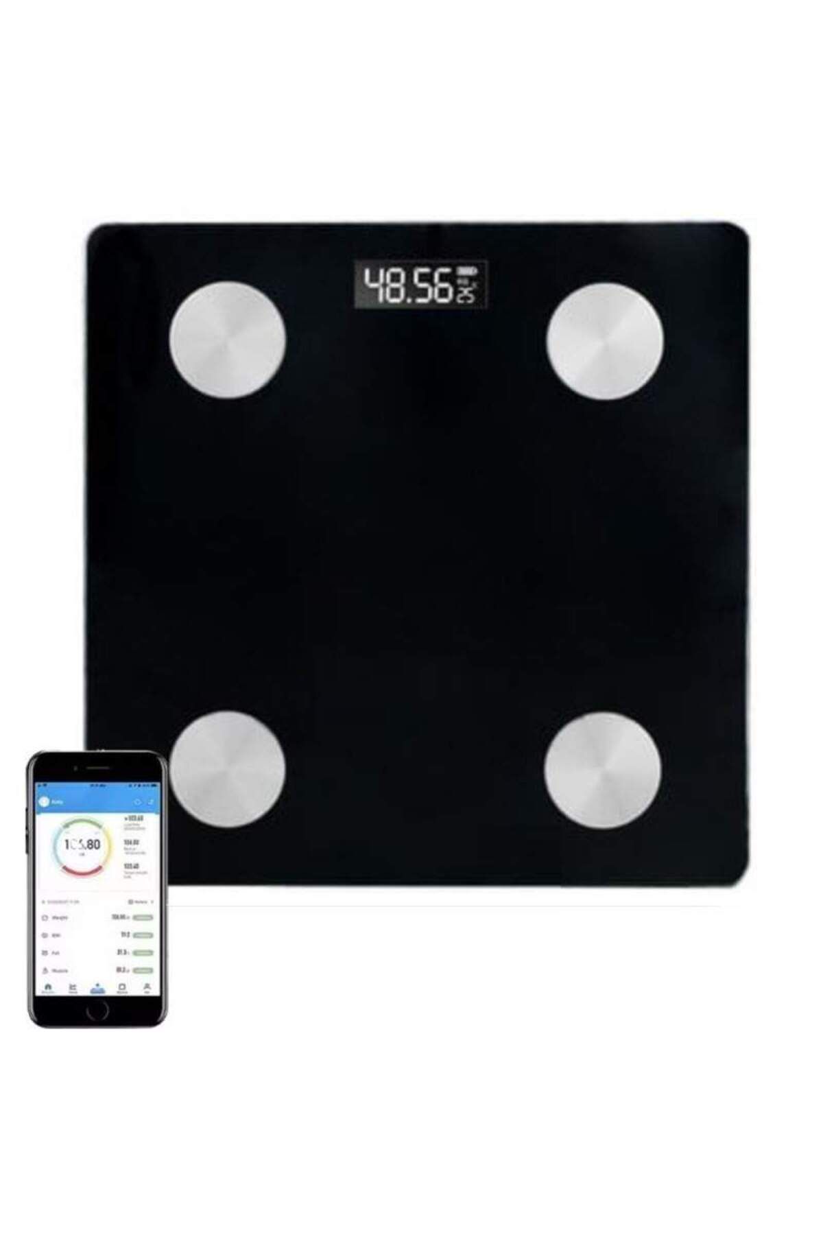 BEŞİKSAN Cântar Electronic De Baie Siks Smart, Max. 180 Kg, Termometru, Unități De Măsură Kg/lb/st, Negru - One Size